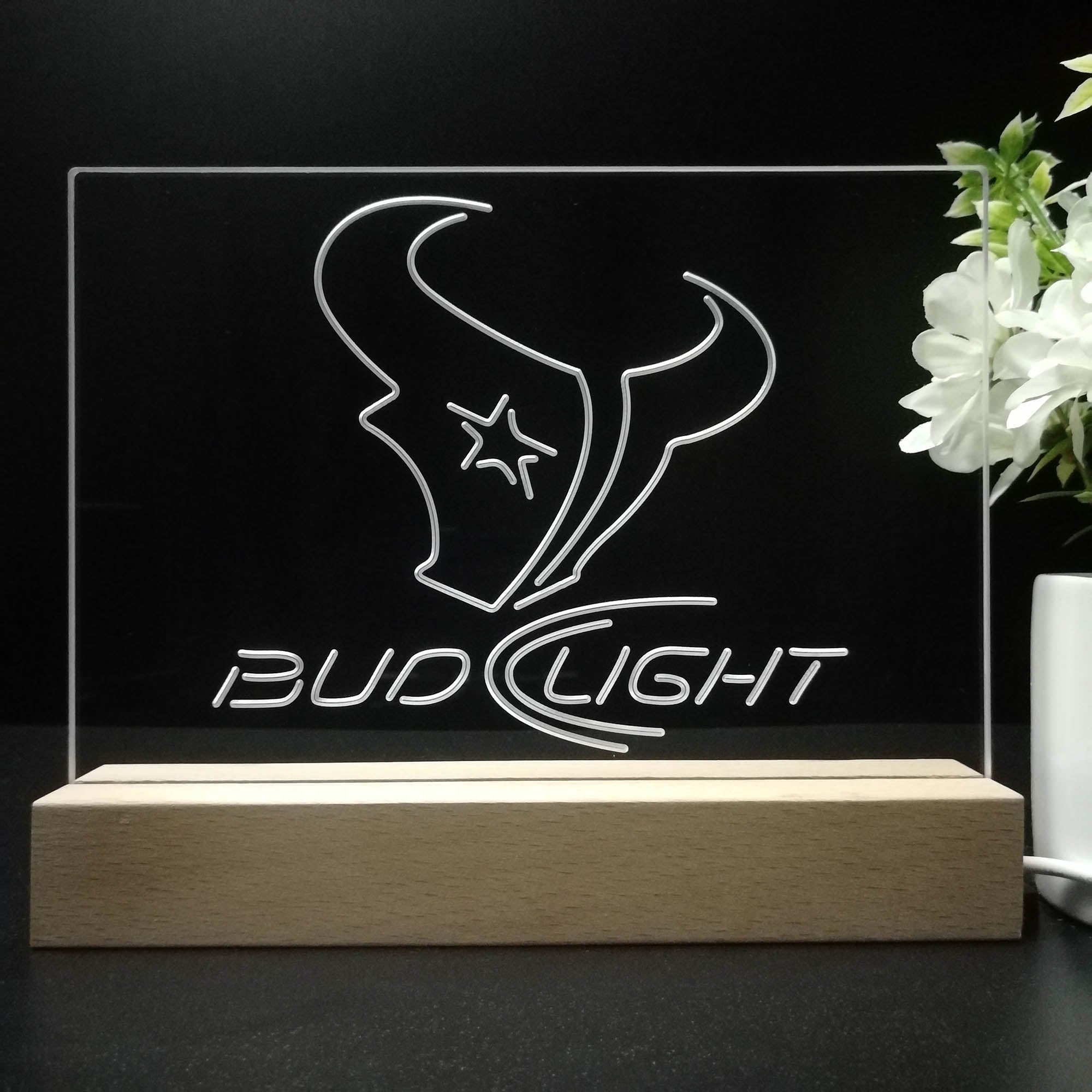 Bud Light Houston Texans Night Light Pub Bar Lamp