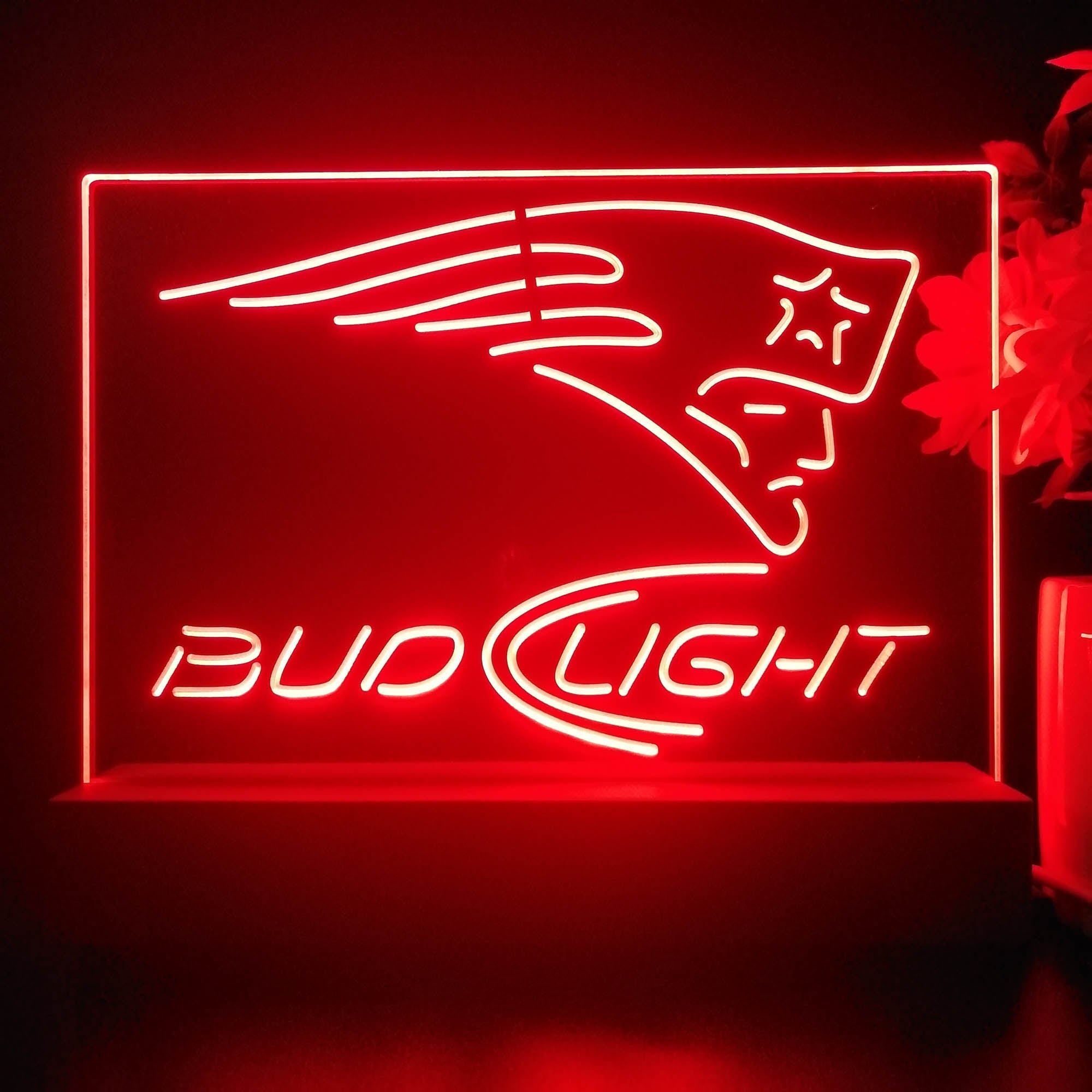 Bud Light New England Patriots Night Light Pub Bar Lamp