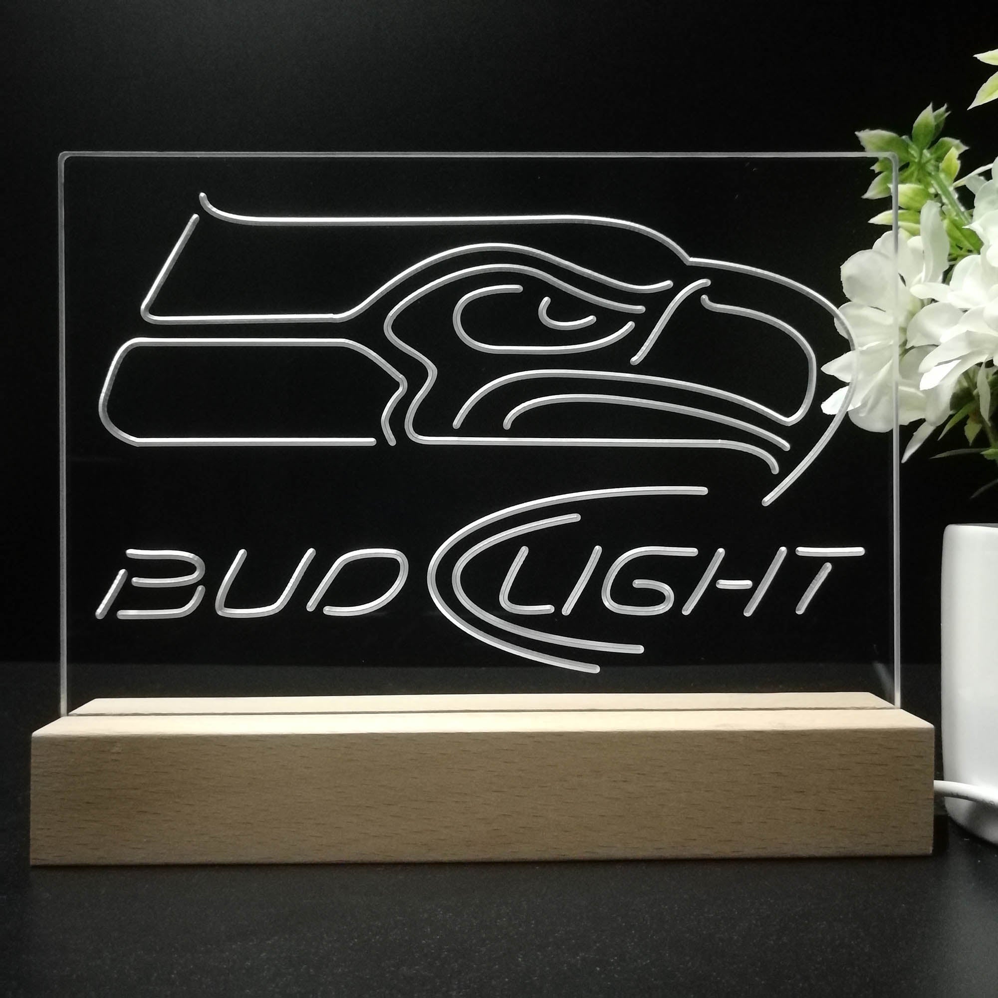Bud Light Seattle Seahawks Night Light Pub Bar Lamp