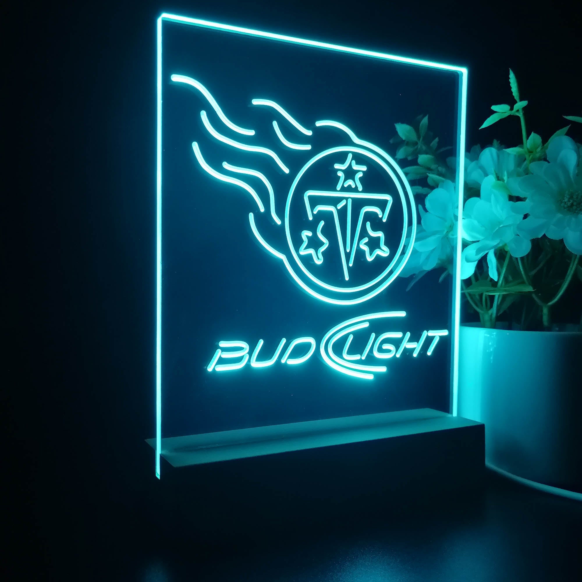 Bud Light Red Tennessee Titans 3D Illusion Night Light Desk Lamp