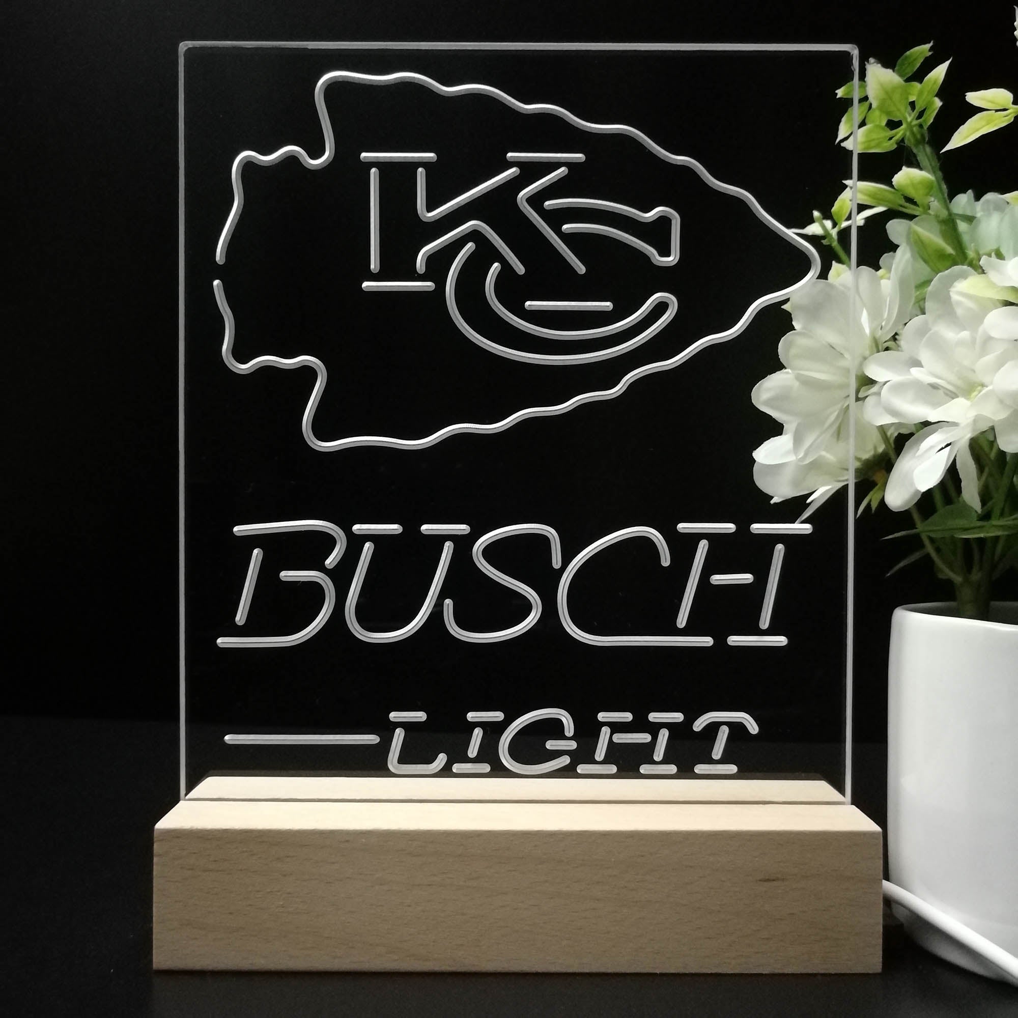 Kansas City Chiefs Busch Light Neon Sign Pub Bar Lamp