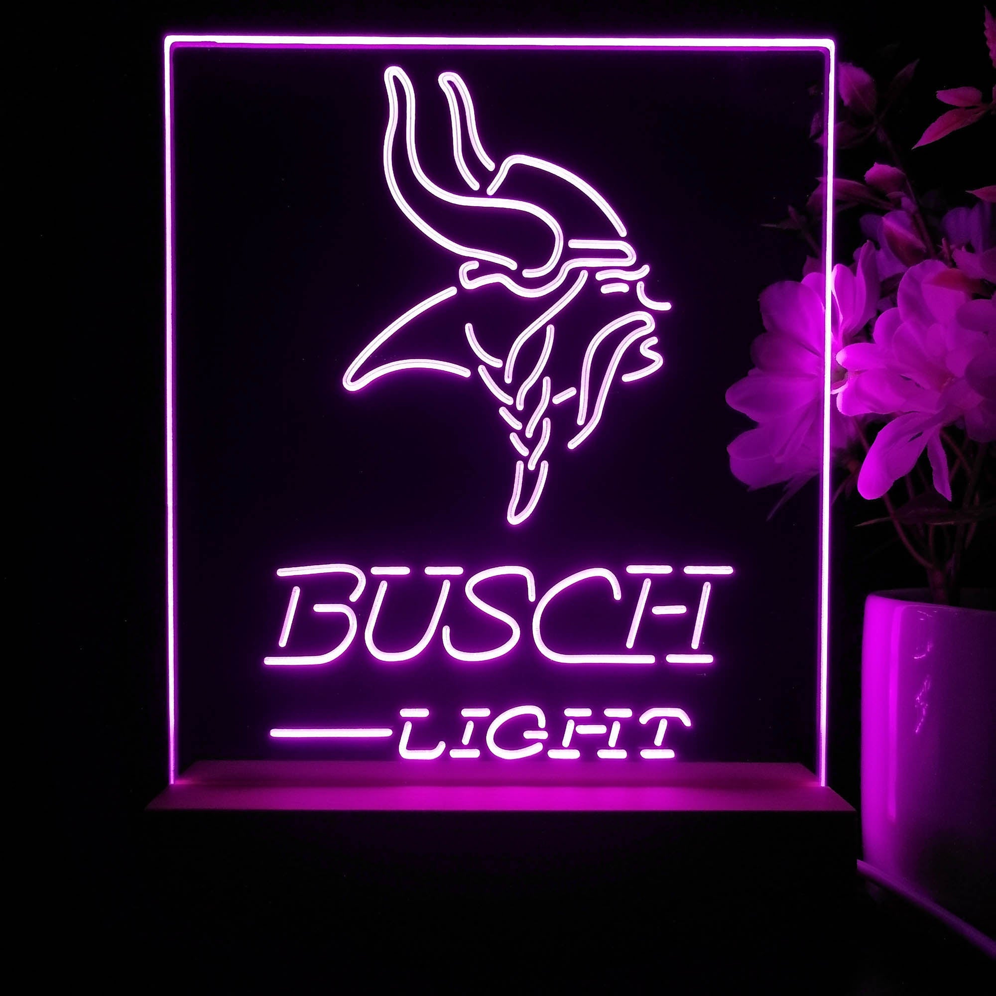 Minnesota Vikings Busch Light Neon Sign Pub Bar Lamp