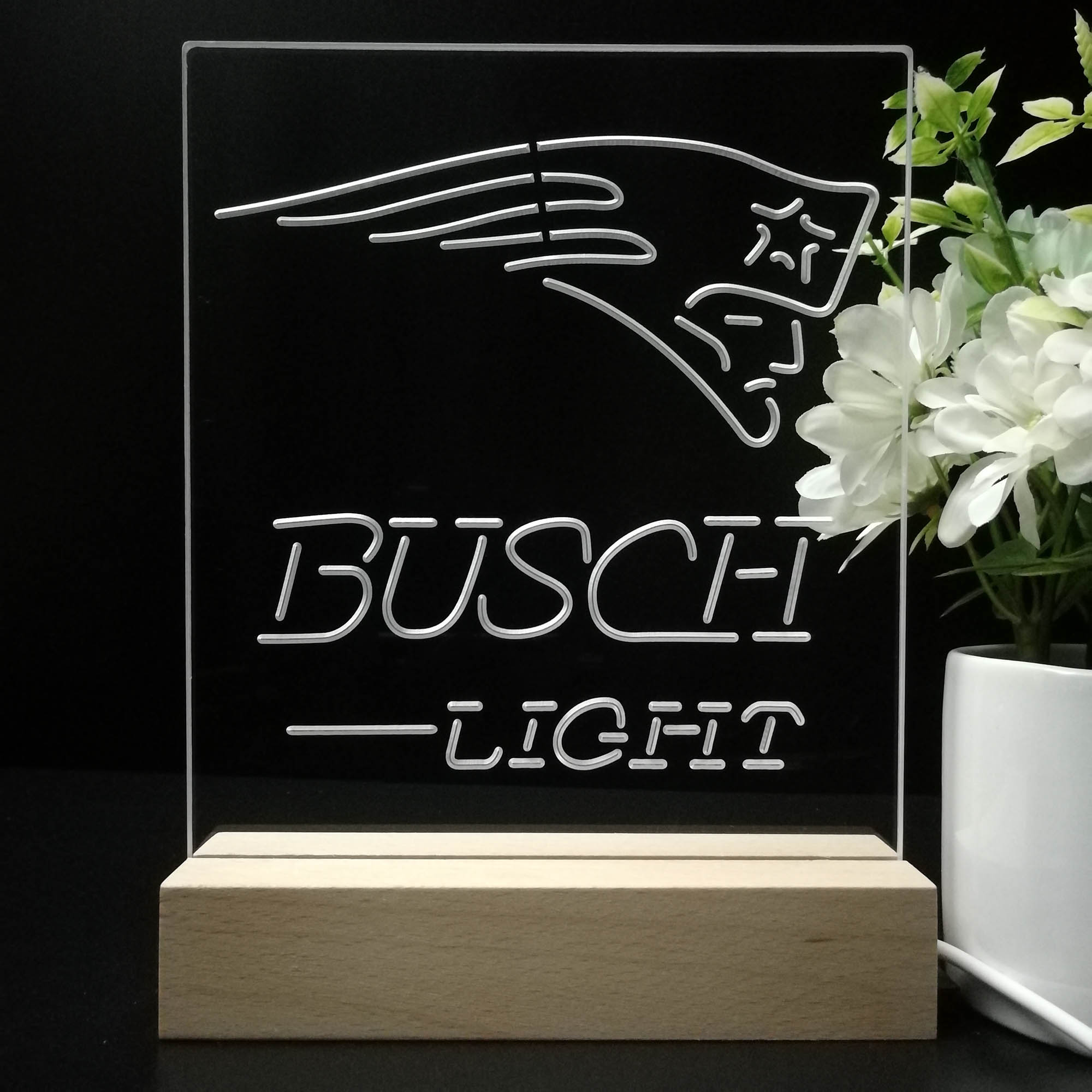 New England Patriots Busch Light Neon Sign Pub Bar Lamp