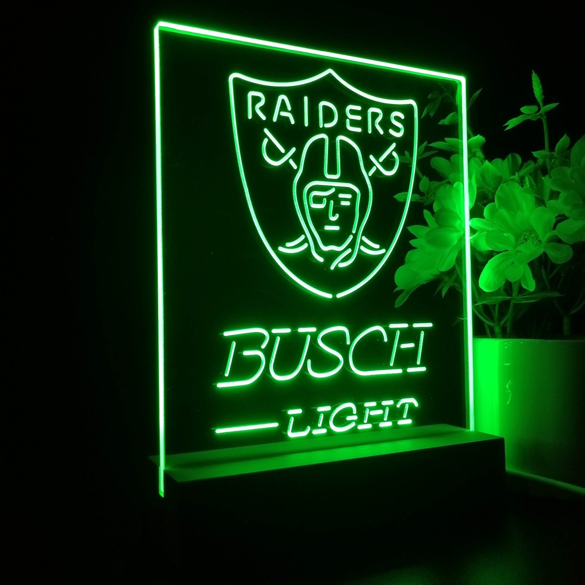 Oakland Raiders Busch Light Neon Sign Pub Bar Lamp