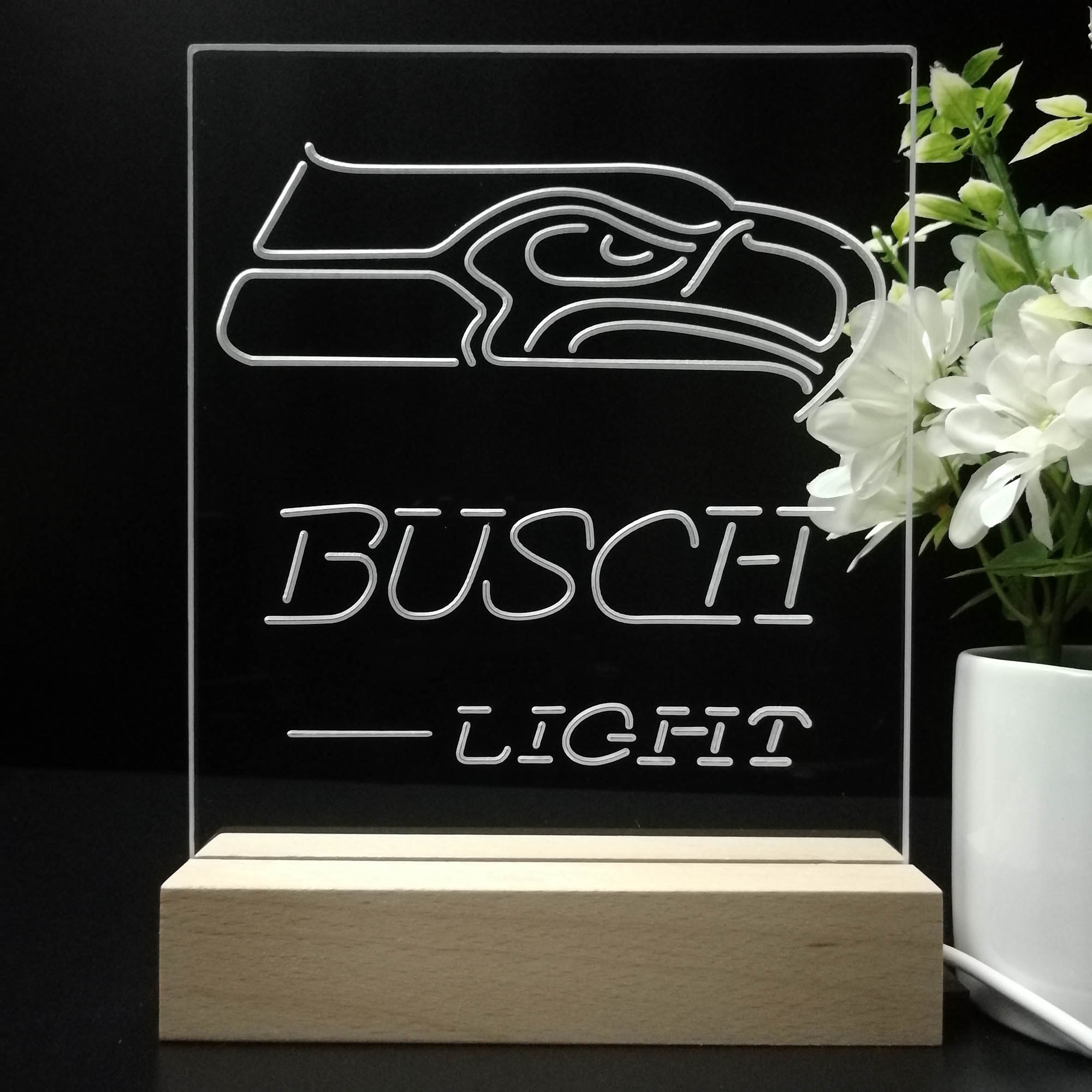 Seattle Seahawks Busch Light Neon Sign Pub Bar Lamp