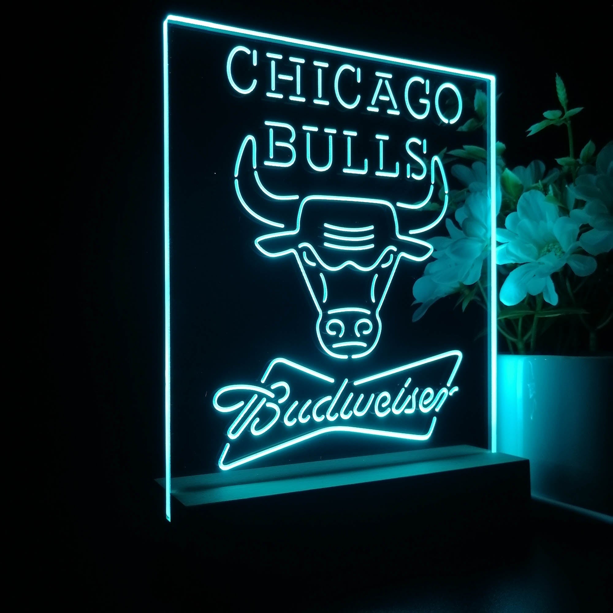 Chicago Bulls Budweiser Neon Sign Pub Bar Lamp