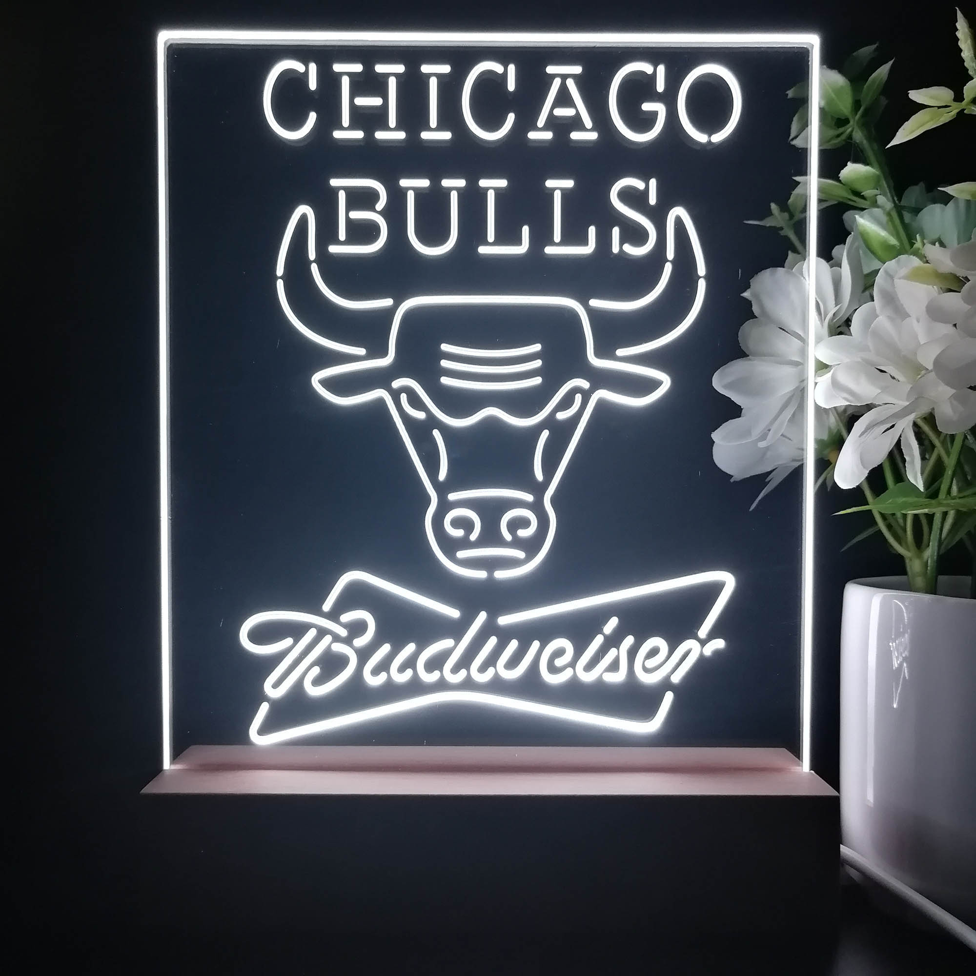Chicago Bulls Budweiser Neon Sign Pub Bar Lamp