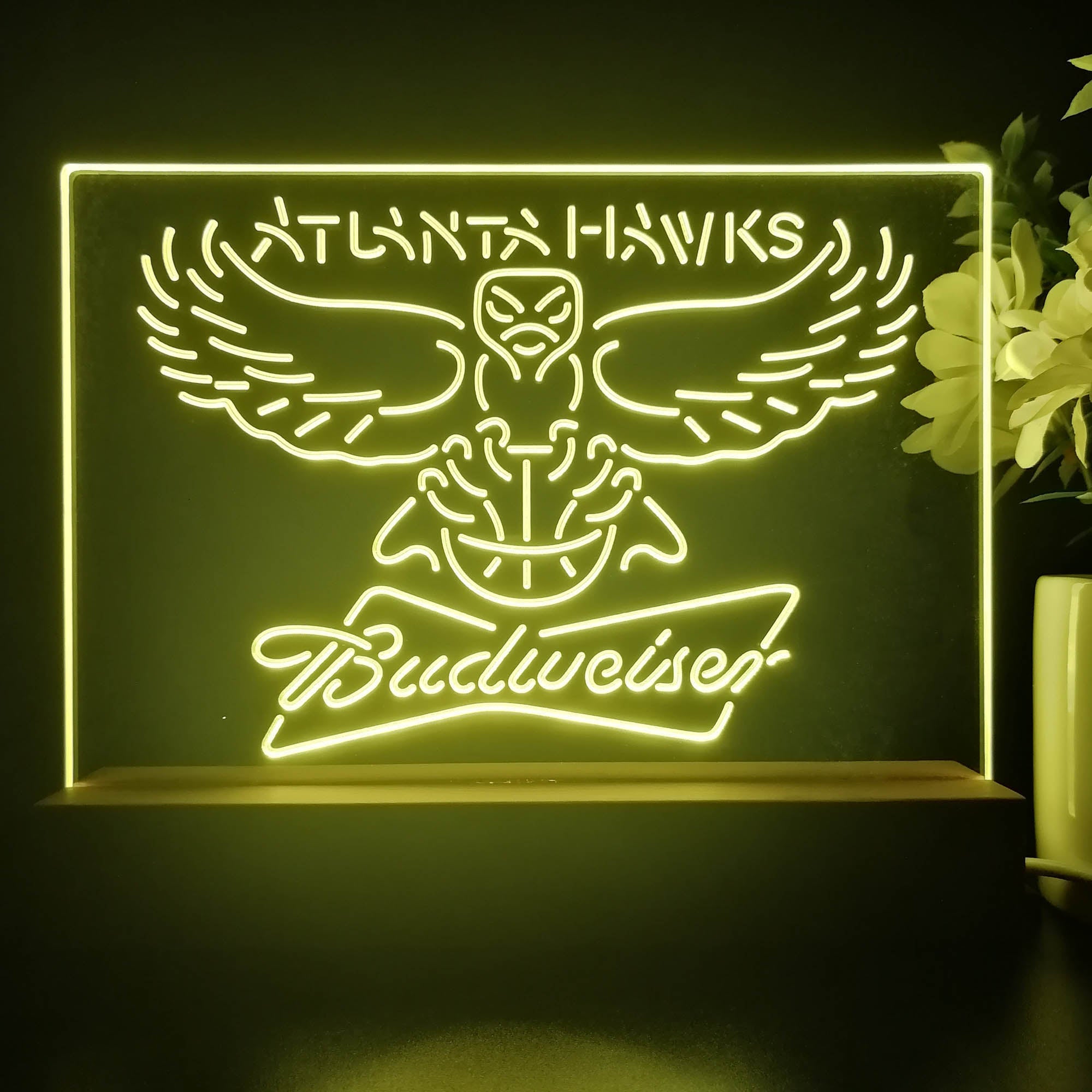Atlanta Hawks Budweiser Night Light Pub Bar Lamp