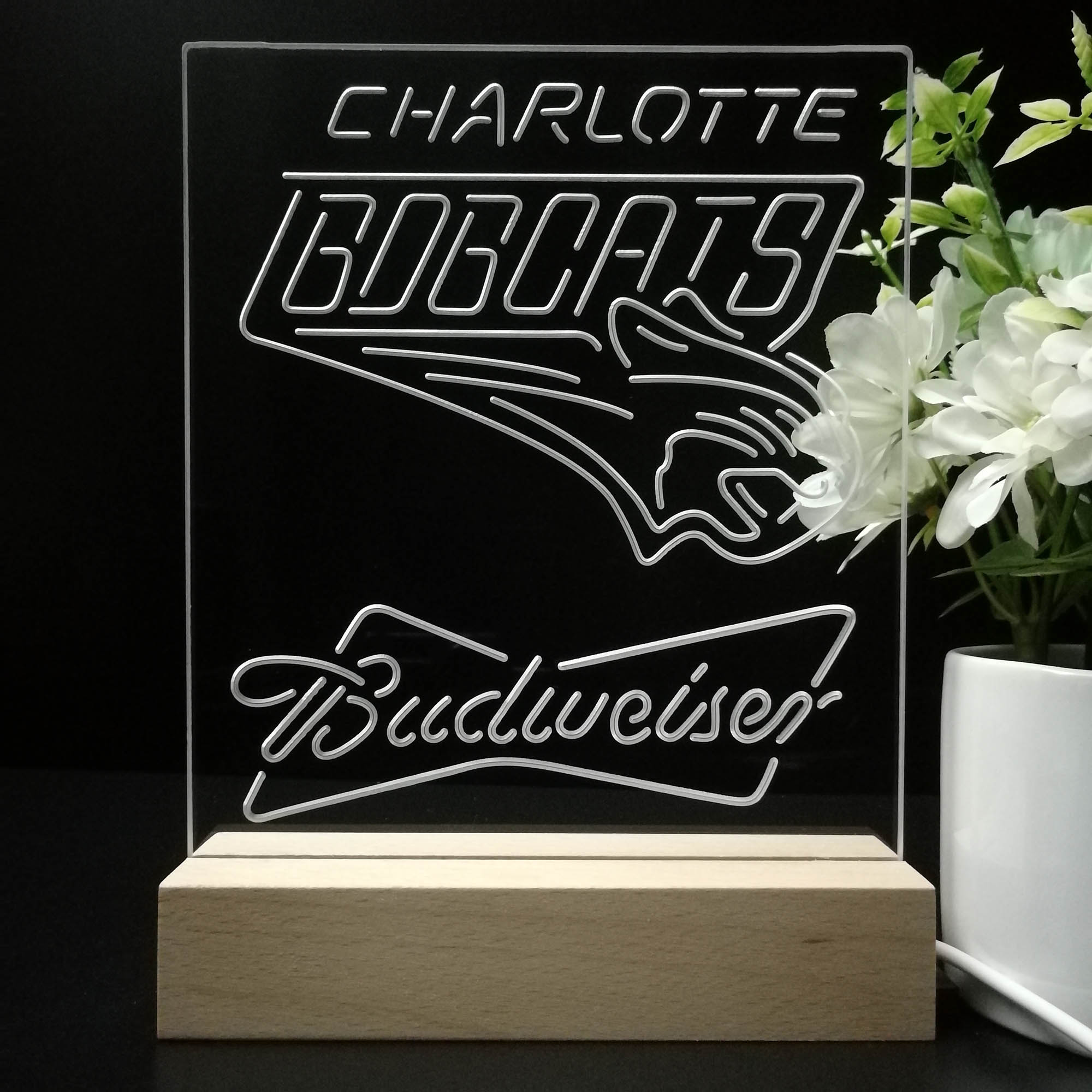 Charlotte Bobcats Budweiser Neon Sign Pub Bar Lamp