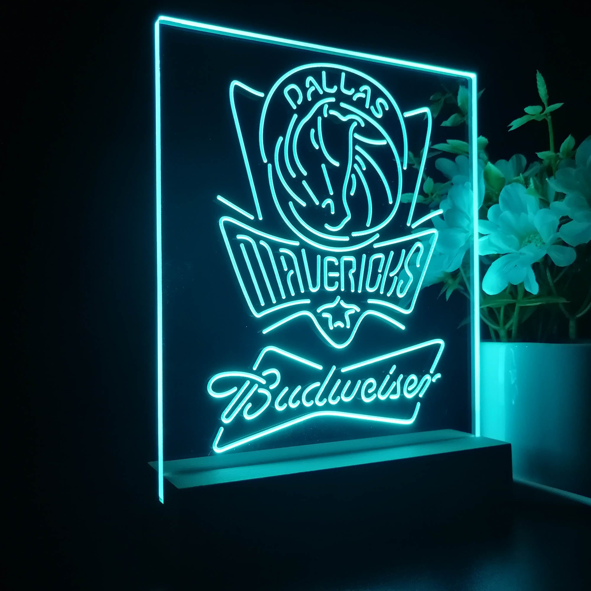 Dallas Mavericks Budweiser Neon Sign Pub Bar Lamp