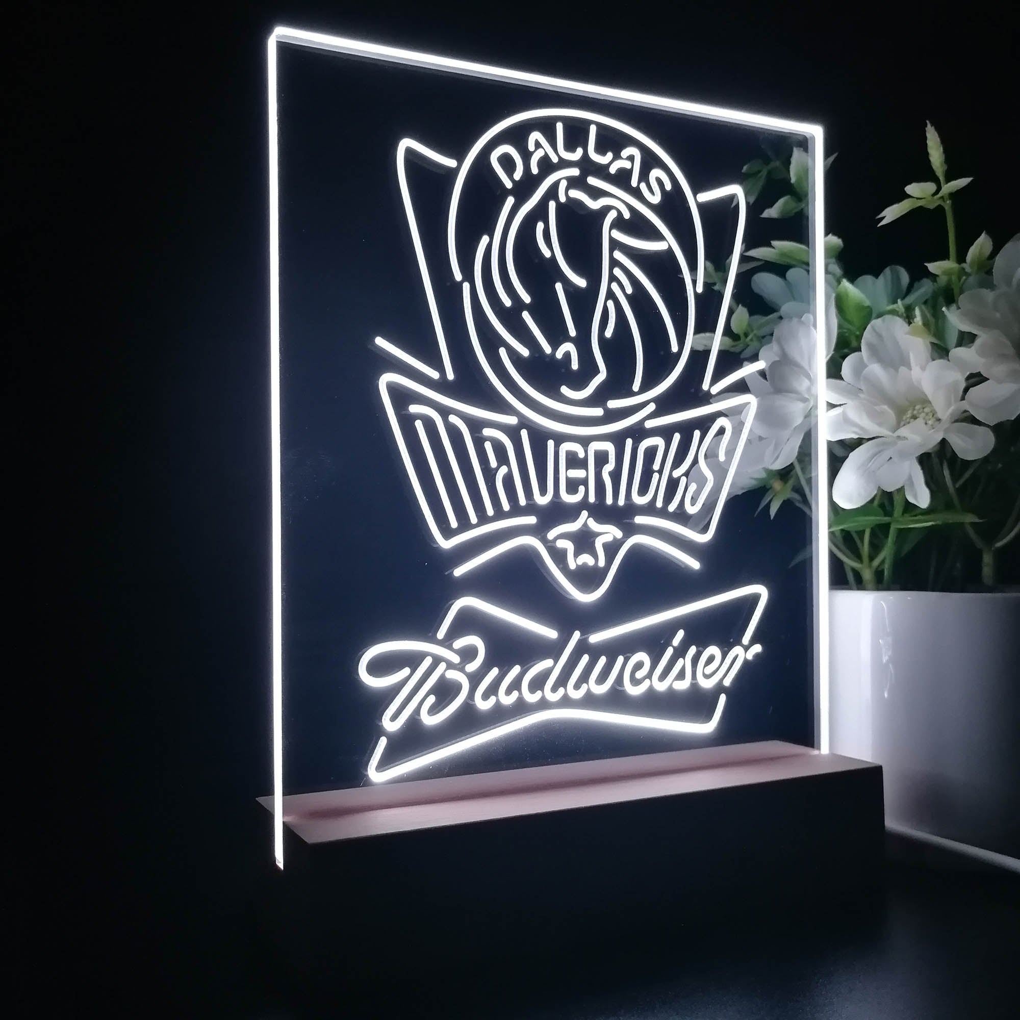 Dallas Mavericks Budweiser Neon Sign Pub Bar Lamp