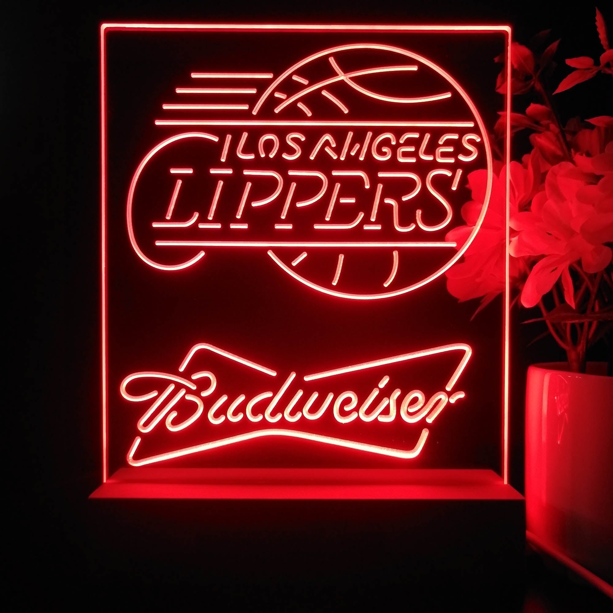 Los Angeles Clippers Budweiser Neon Sign Pub Bar Lamp