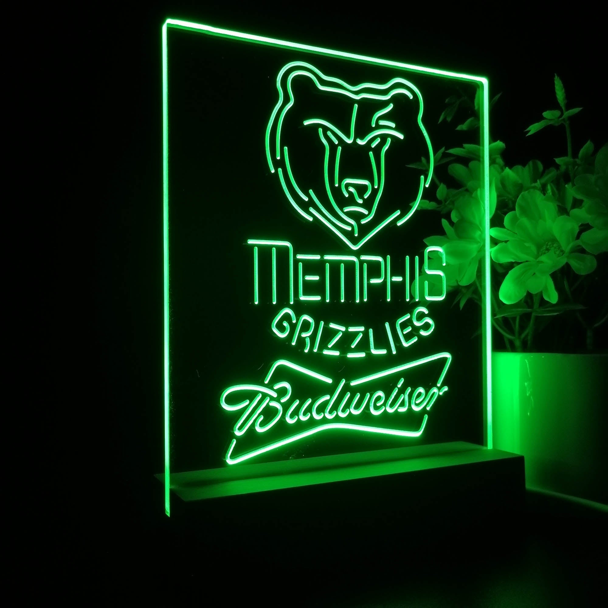 Memphis Grizzlies Budweiser Neon Sign Pub Bar Lamp