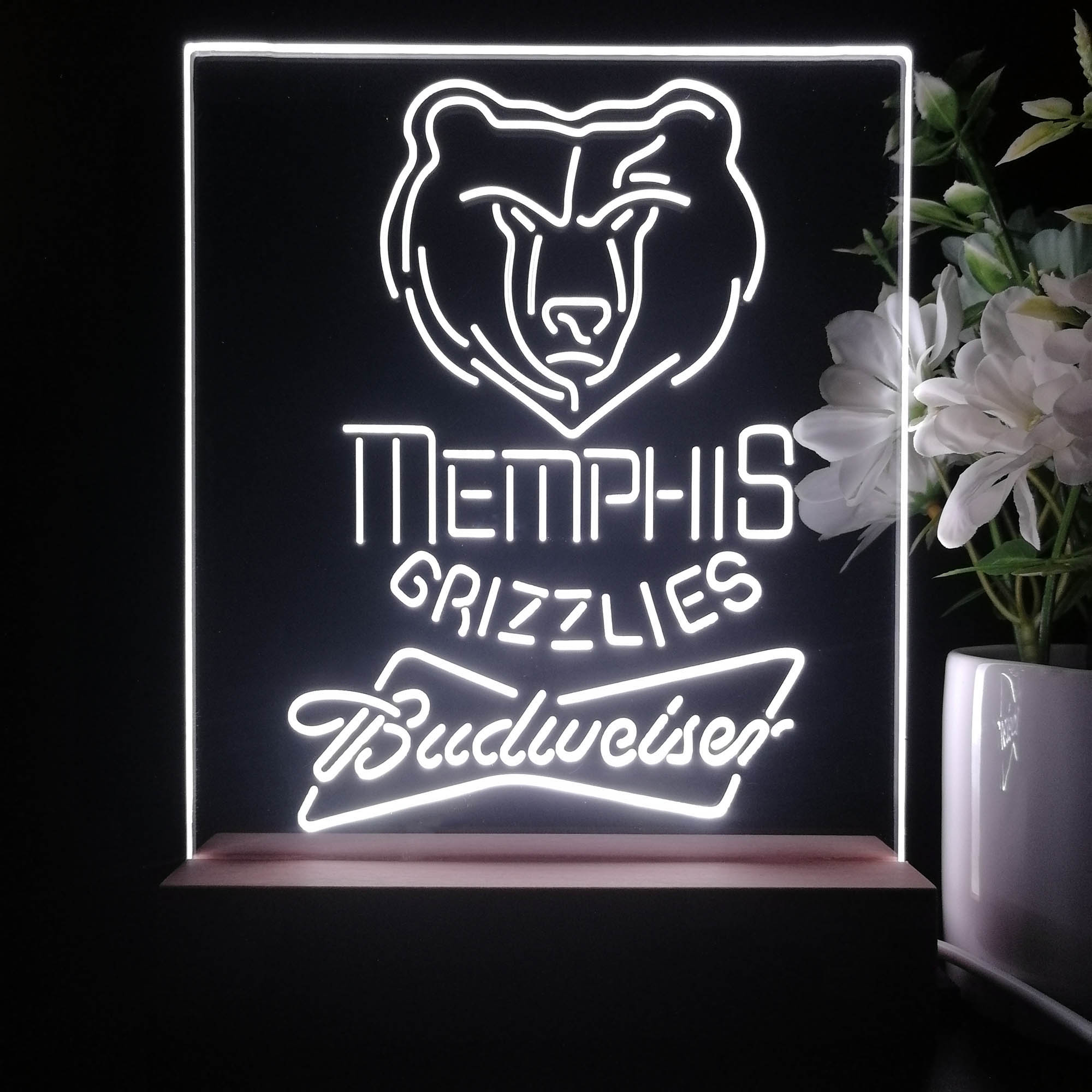 Memphis Grizzlies Budweiser Neon Sign Pub Bar Lamp