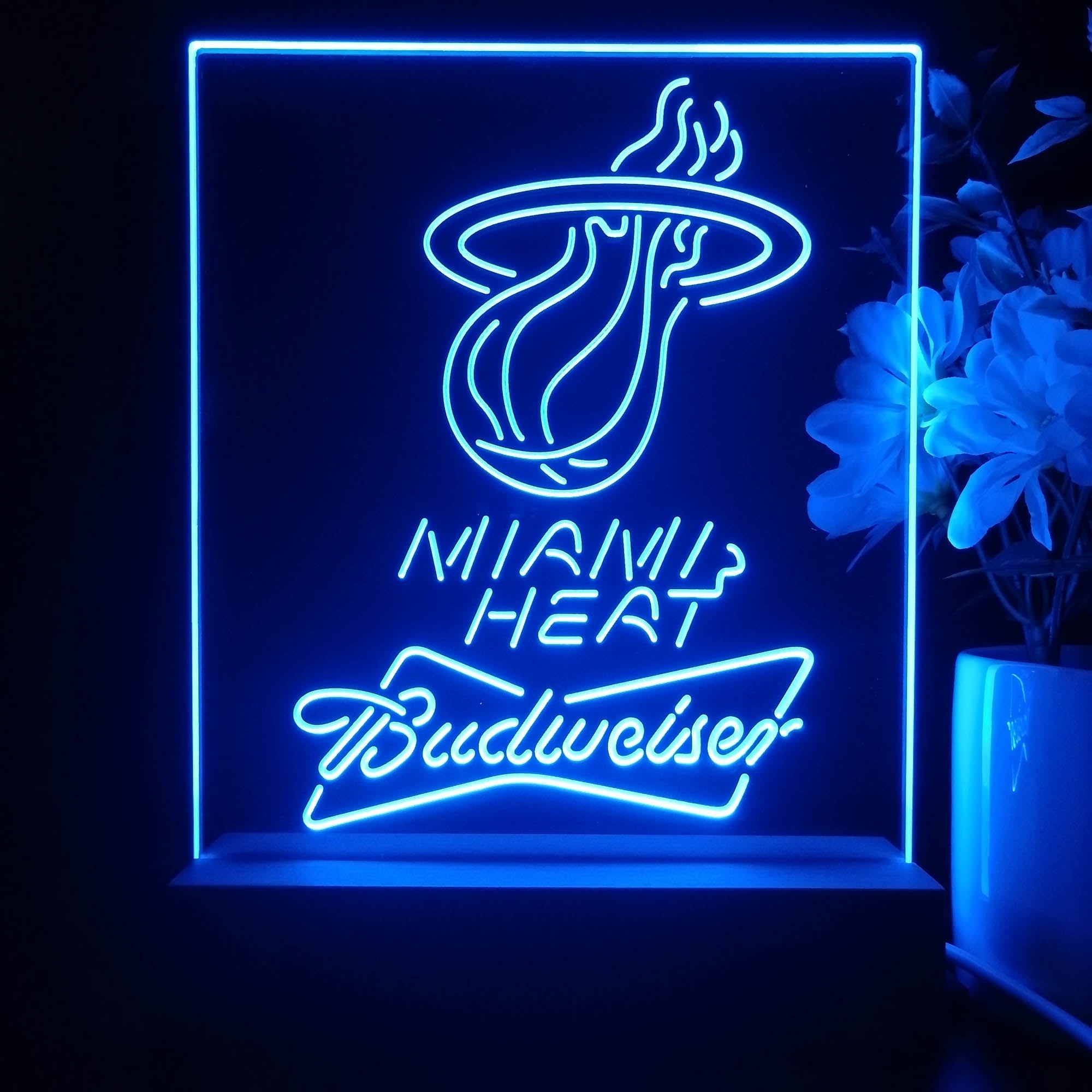 Miami Heat Budweiser Neon Sign Pub Bar Lamp