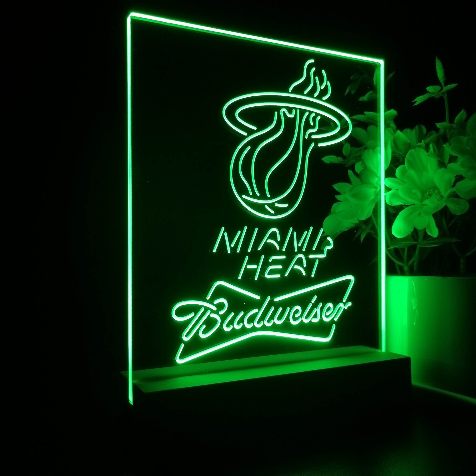 Miami Heat Budweiser Neon Sign Pub Bar Lamp