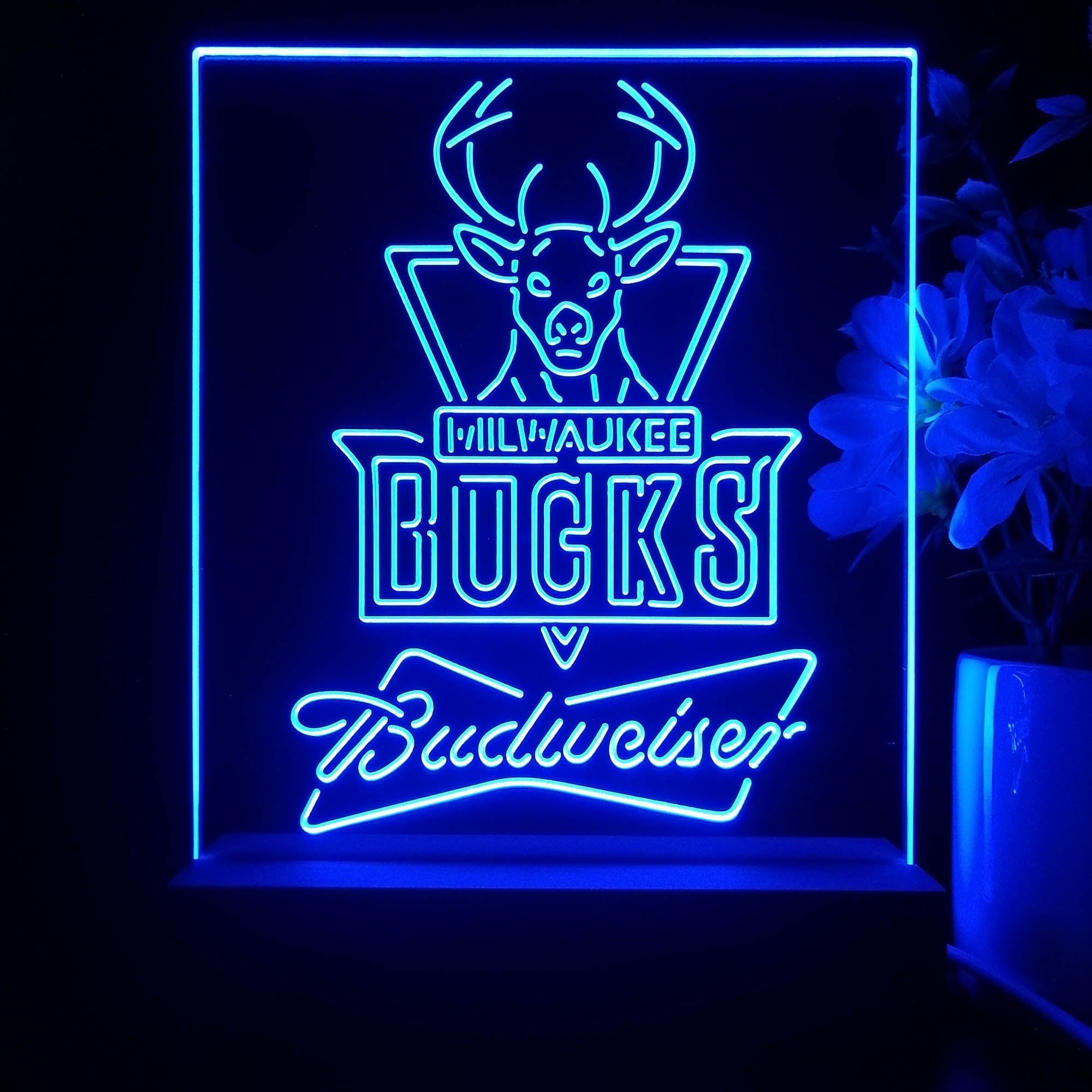 Milwaukee Bucks Budweiser Neon Sign Pub Bar Lamp