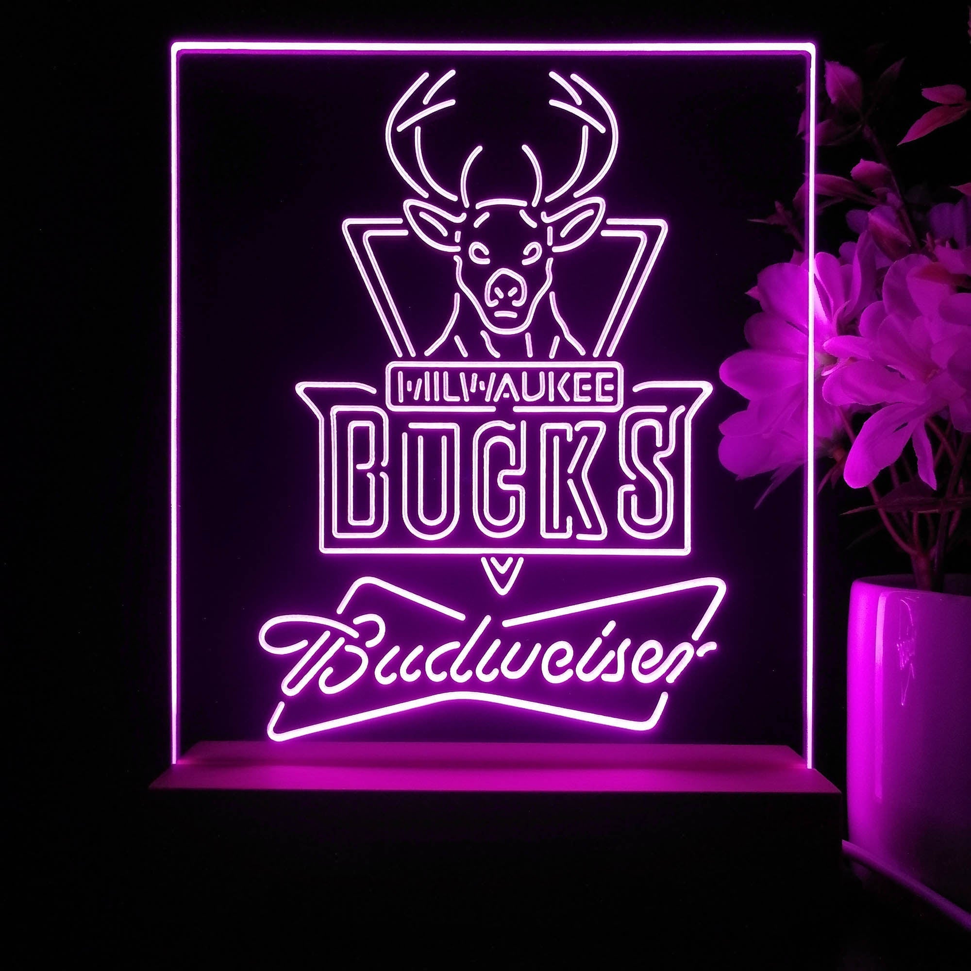 Milwaukee Bucks Budweiser Neon Sign Pub Bar Lamp