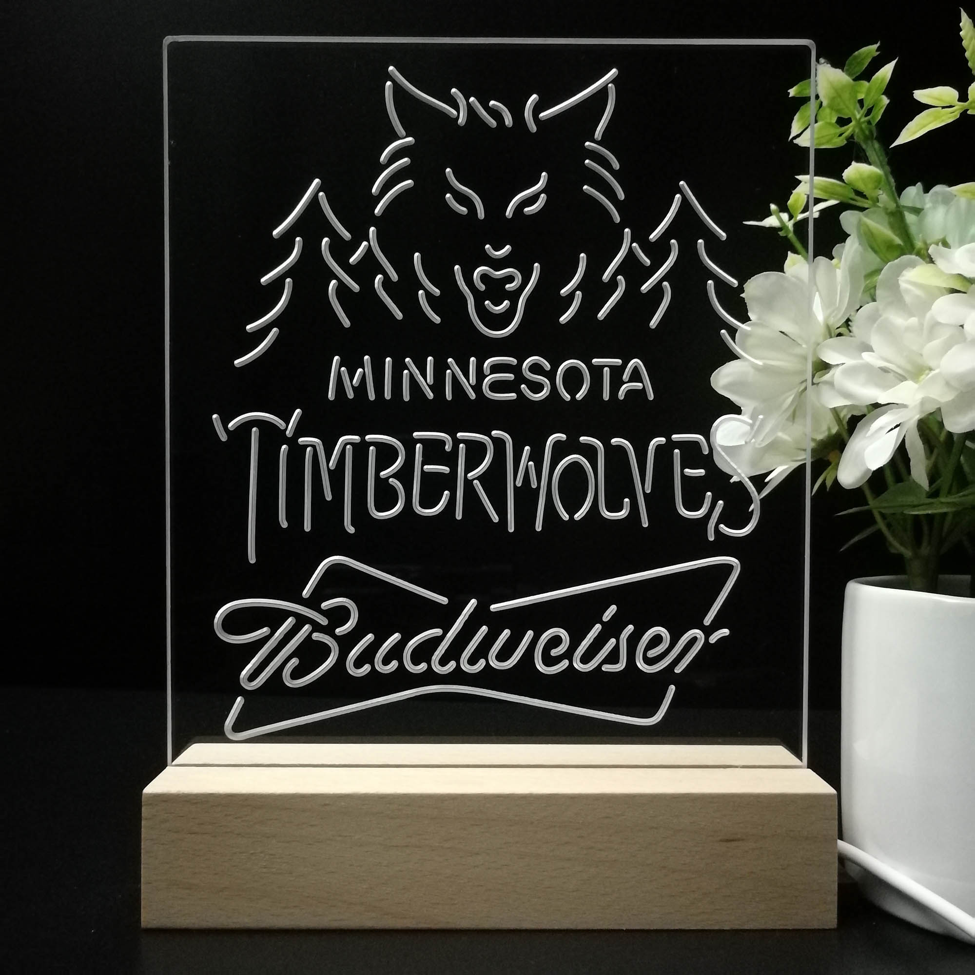 Minnesota Timberwolves Budweiser Neon Sign Pub Bar Lamp