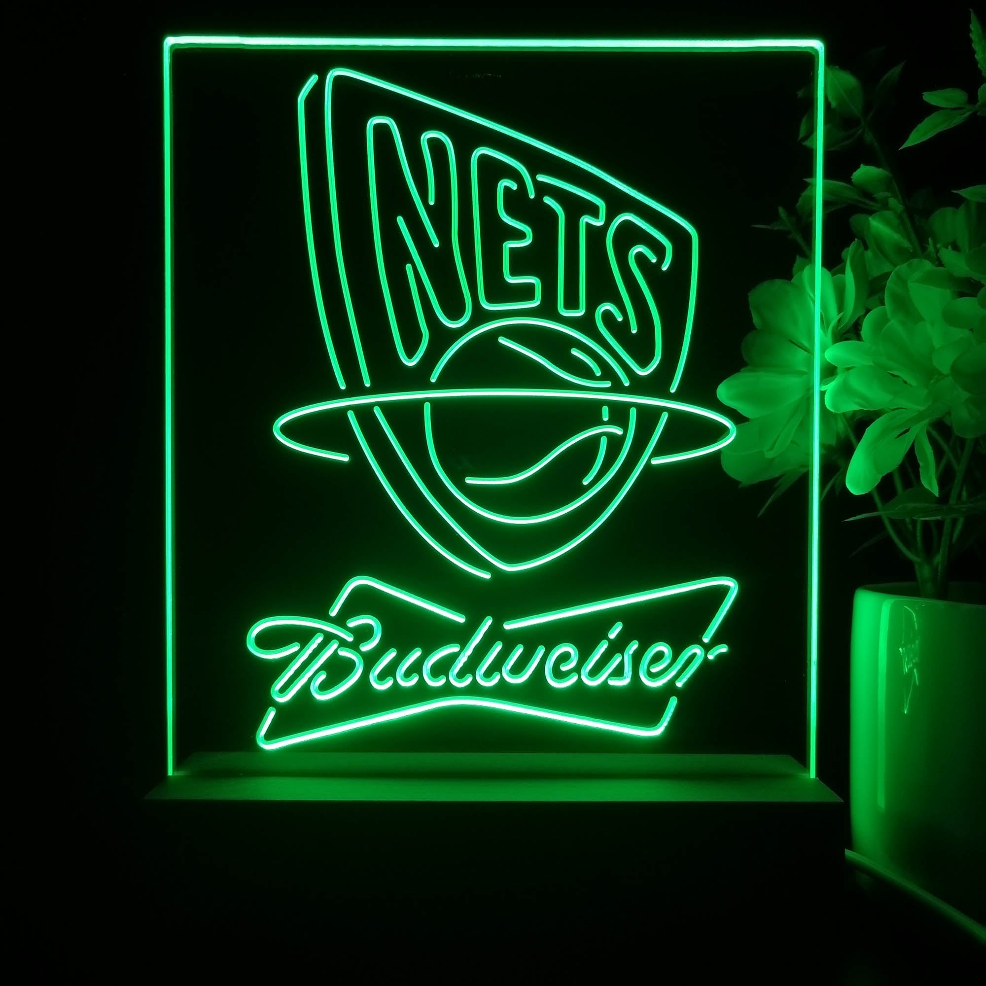 New Jersey Nets Budweiser Neon Sign Pub Bar Lamp