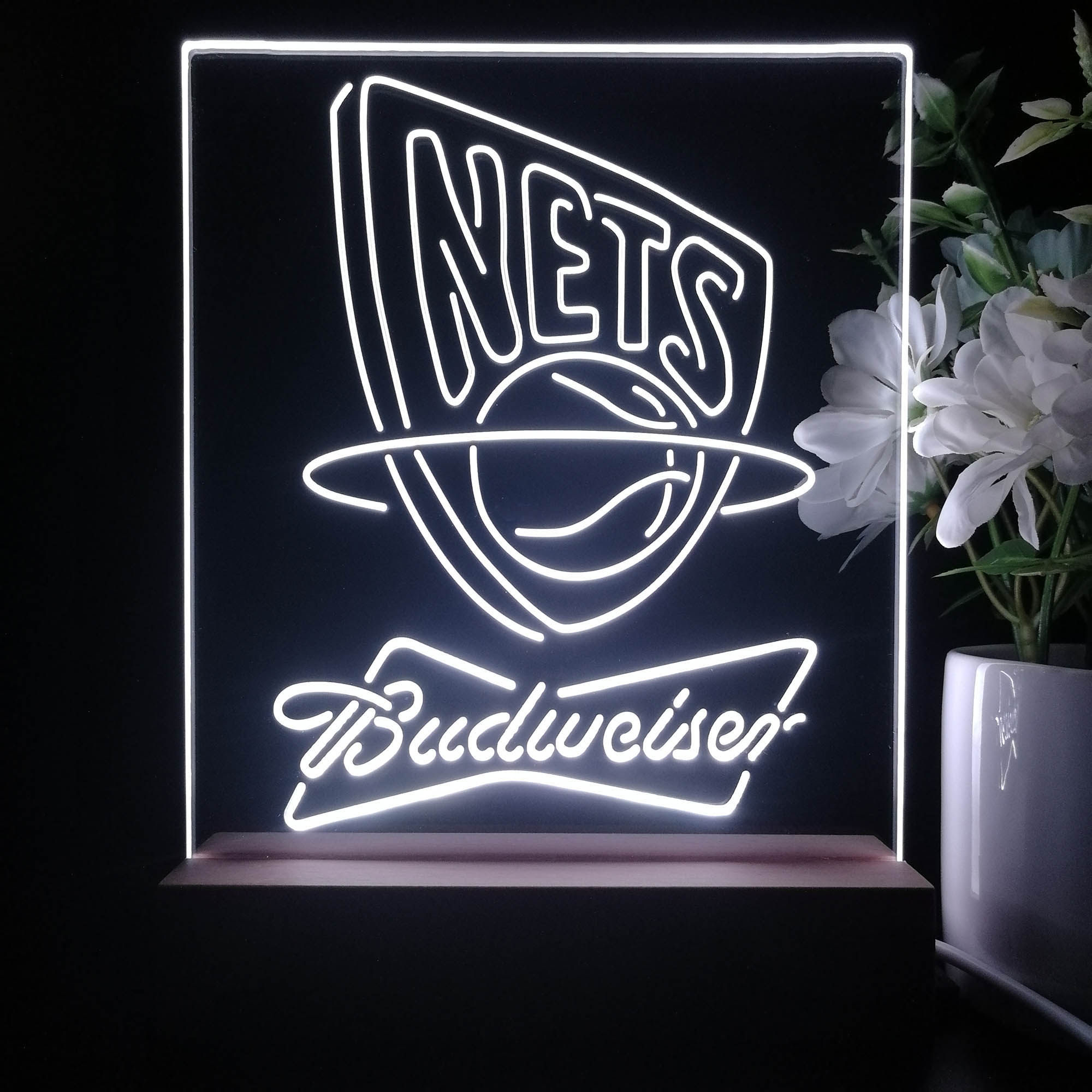 New Jersey Nets Budweiser Neon Sign Pub Bar Lamp