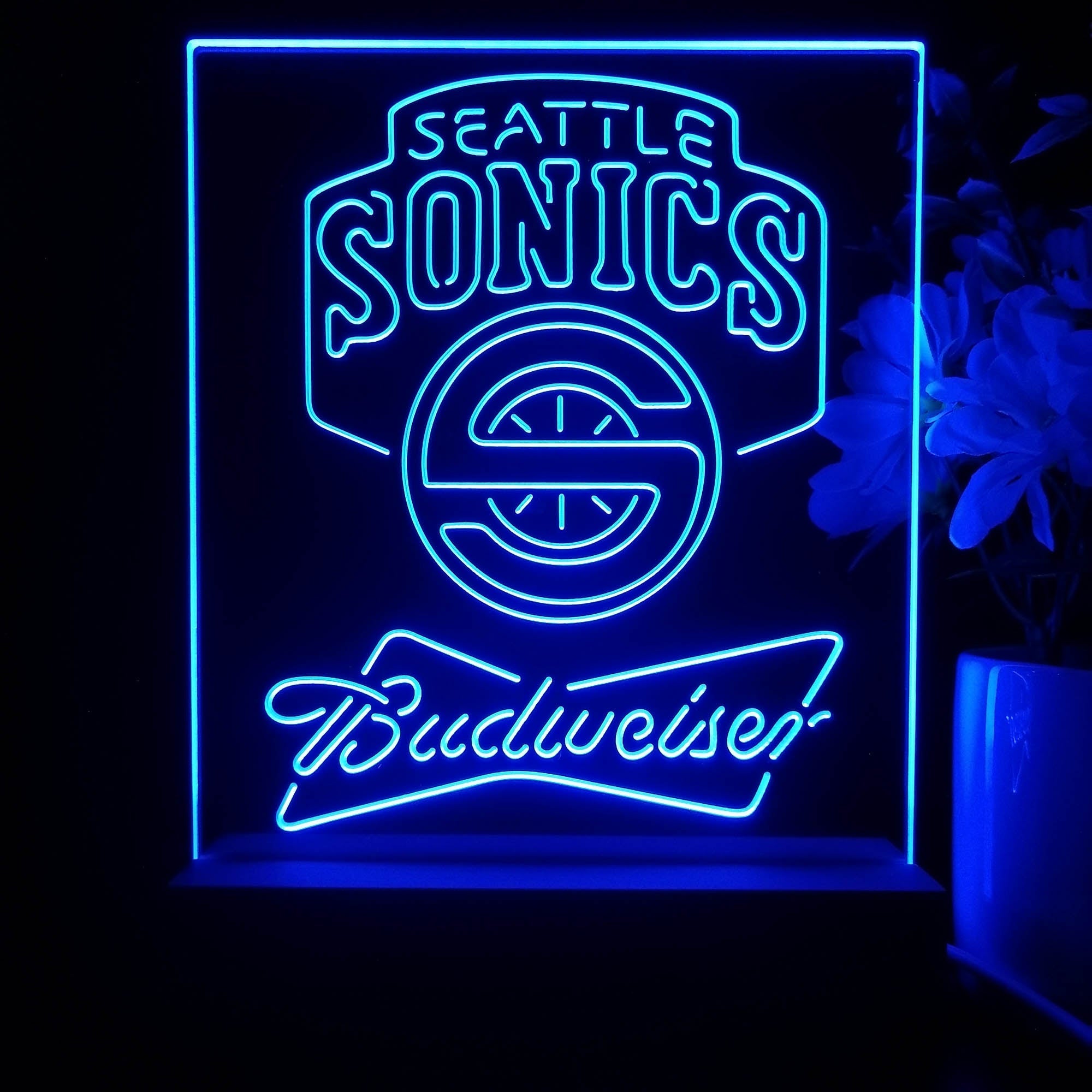 Seattle Supersonics Budweiser Neon Sign Pub Bar Lamp