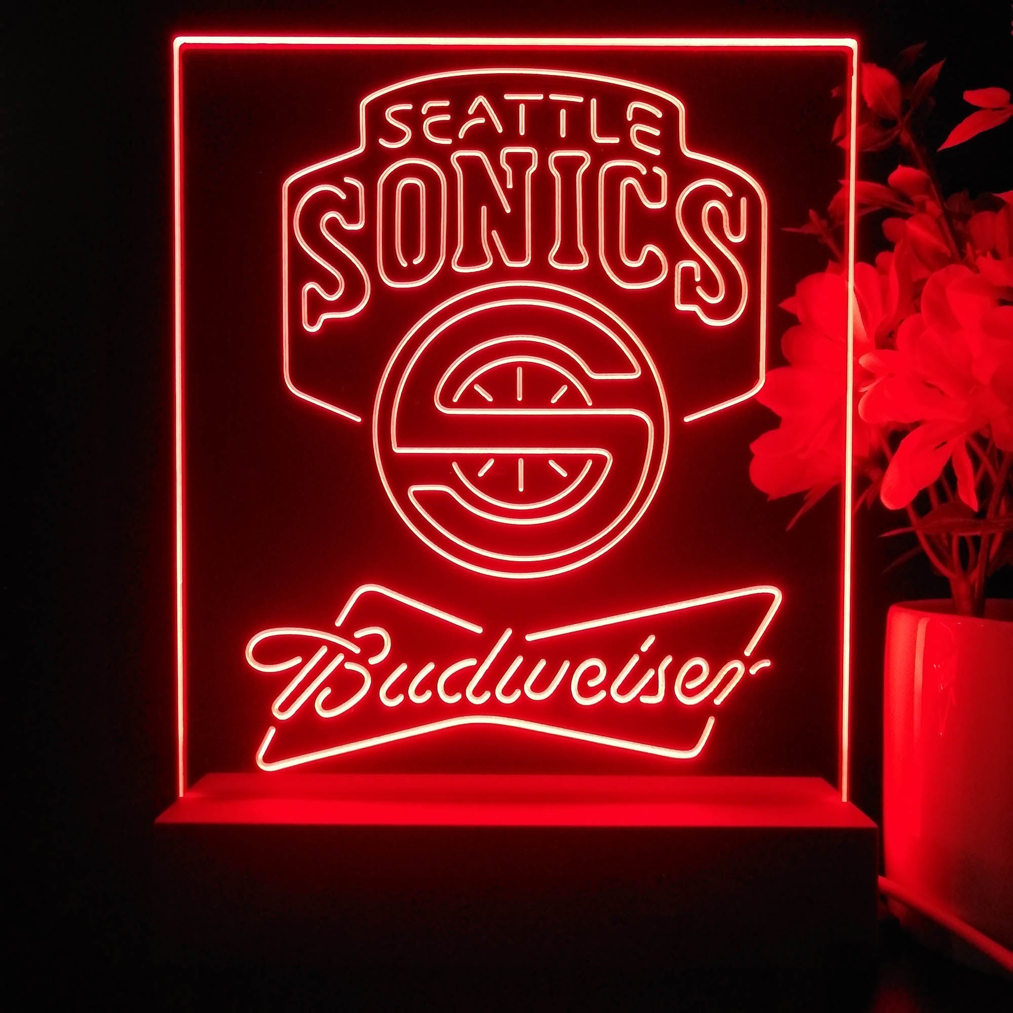 Seattle Supersonics Budweiser Neon Sign Pub Bar Lamp