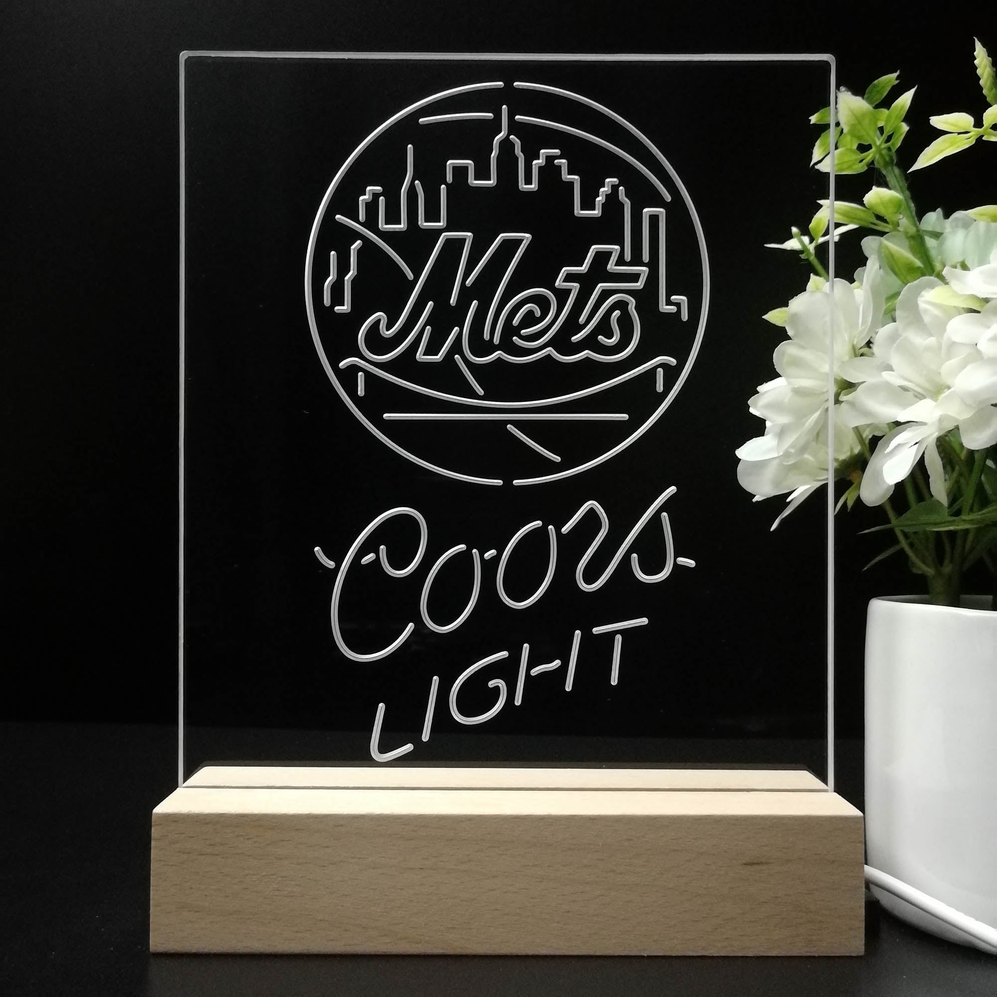 New York Mets Coors Light Neon Sign Pub Bar Lamp