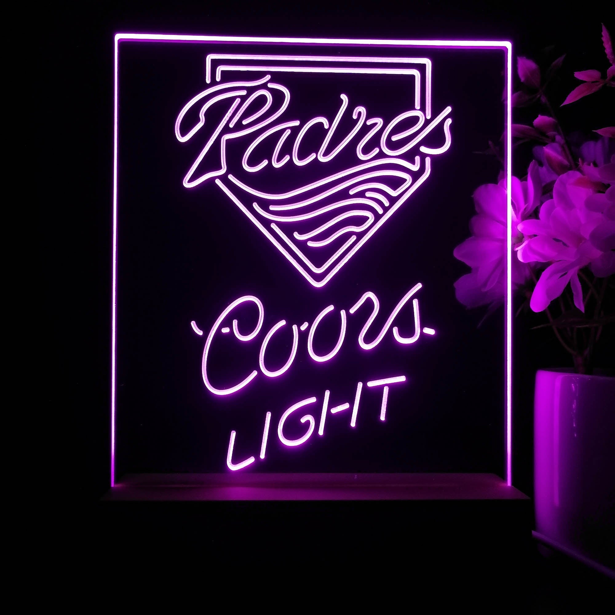 San Diego Padres Coors Light Neon Sign Pub Bar Lamp