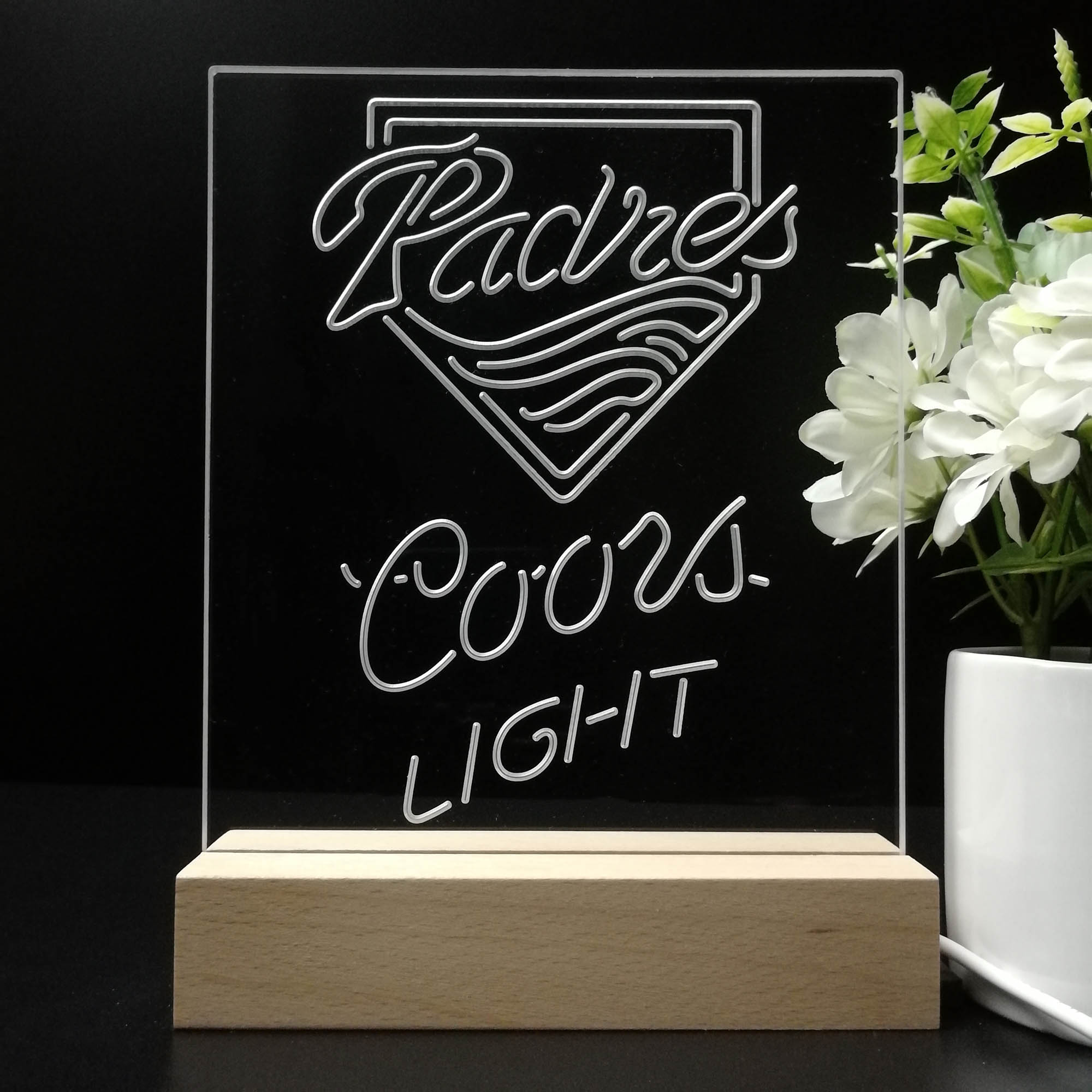 San Diego Padres Coors Light Neon Sign Pub Bar Lamp