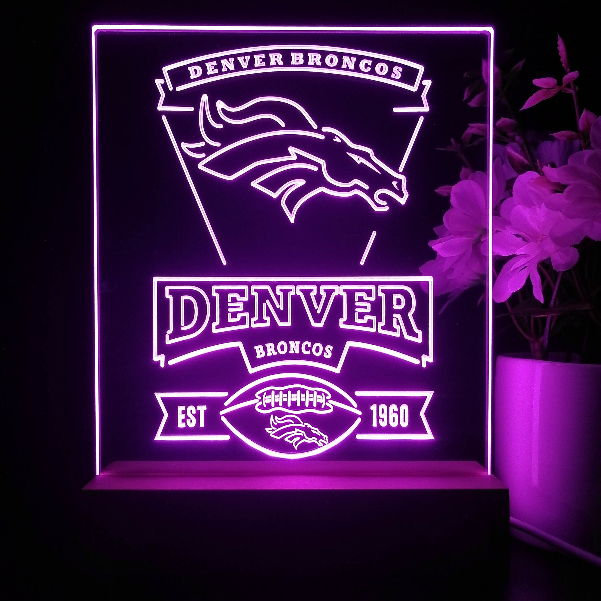 Denver Broncos Souvenir Neon Sign Pub Bar Lamp