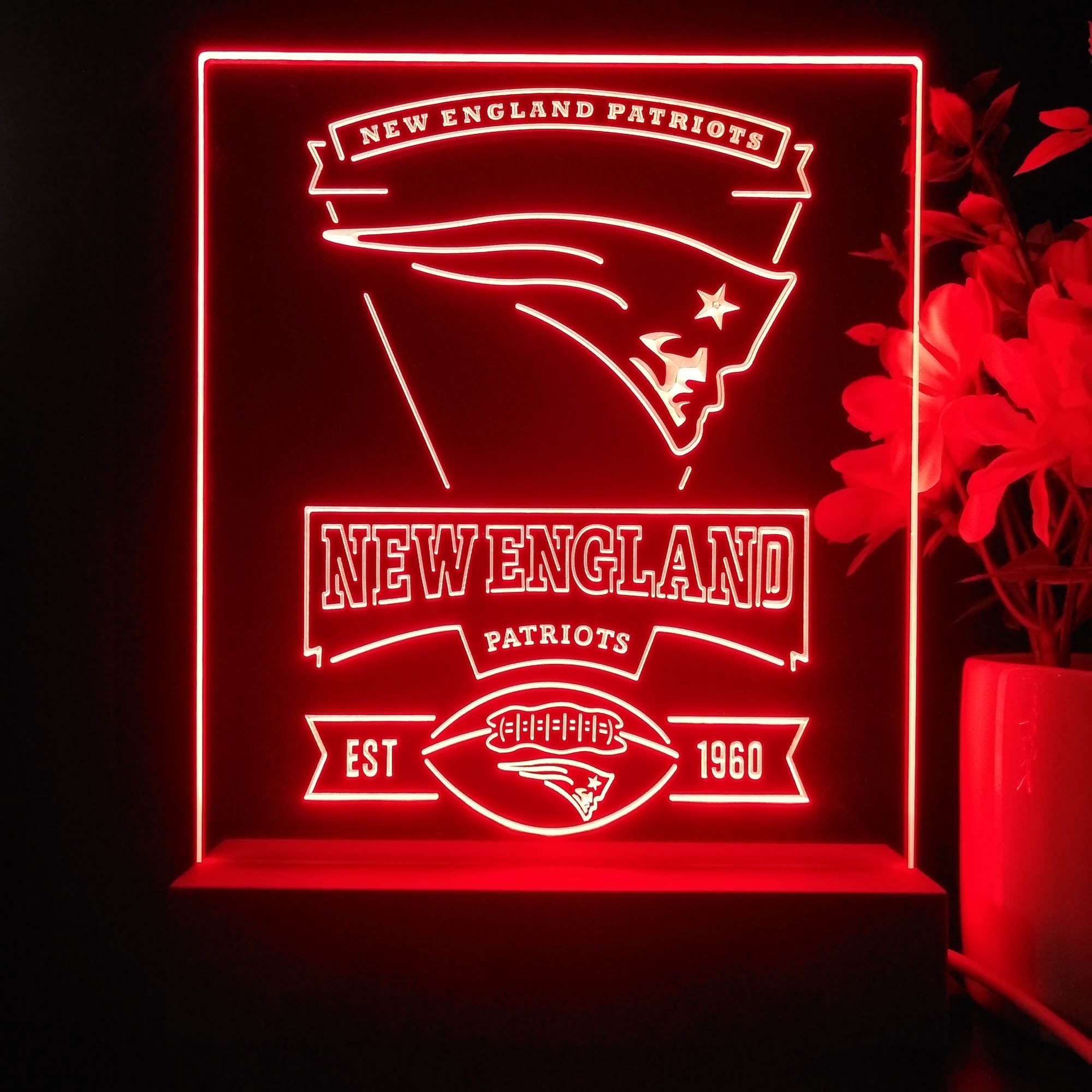 New England Patriots Neon Sign Pub Bar Lamp