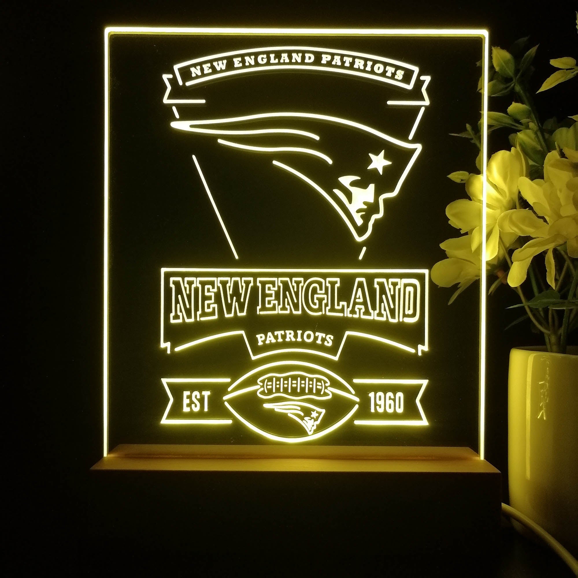 New England Patriots Neon Sign Pub Bar Lamp