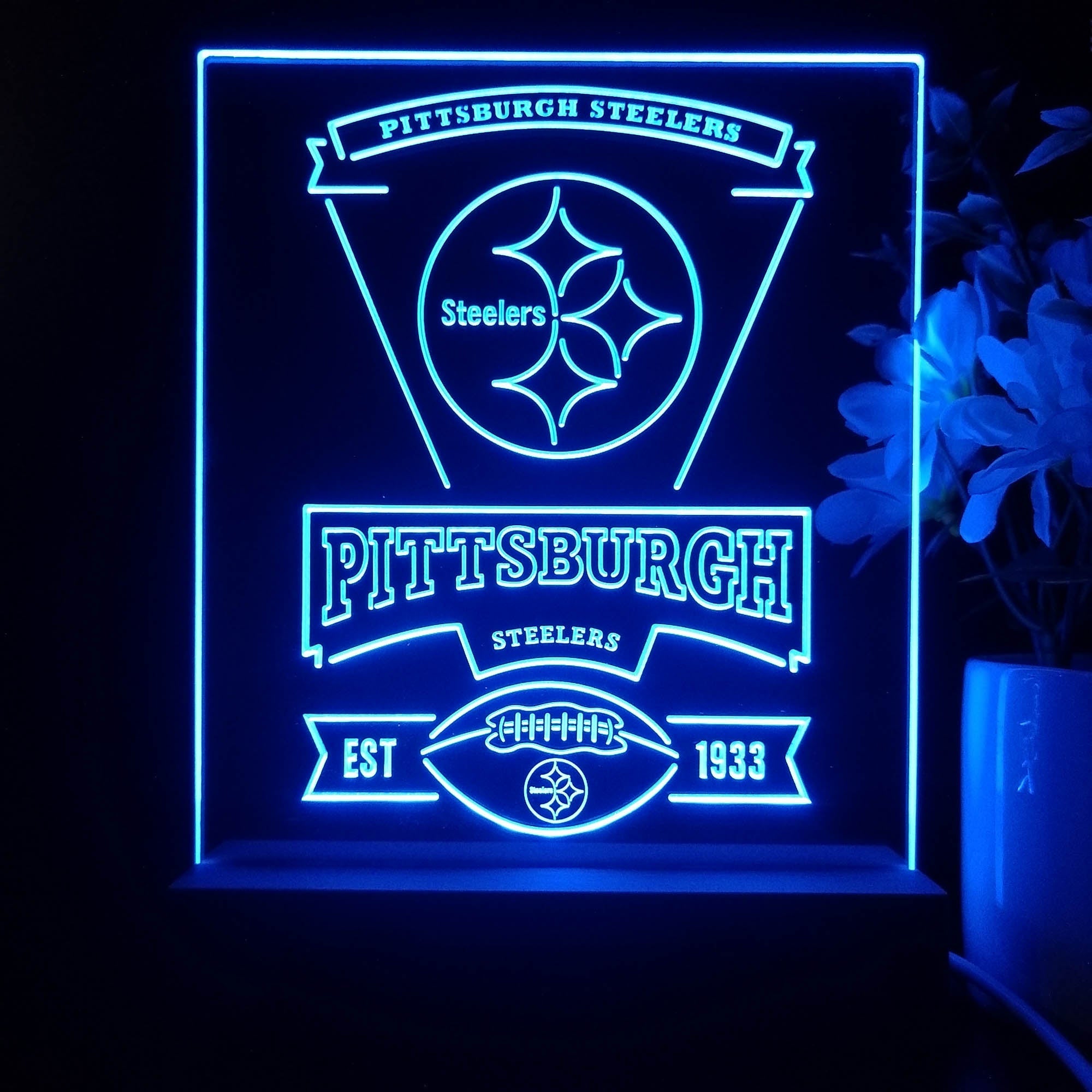 Pittsburgh Steelers Neon Sign Pub Bar Lamp
