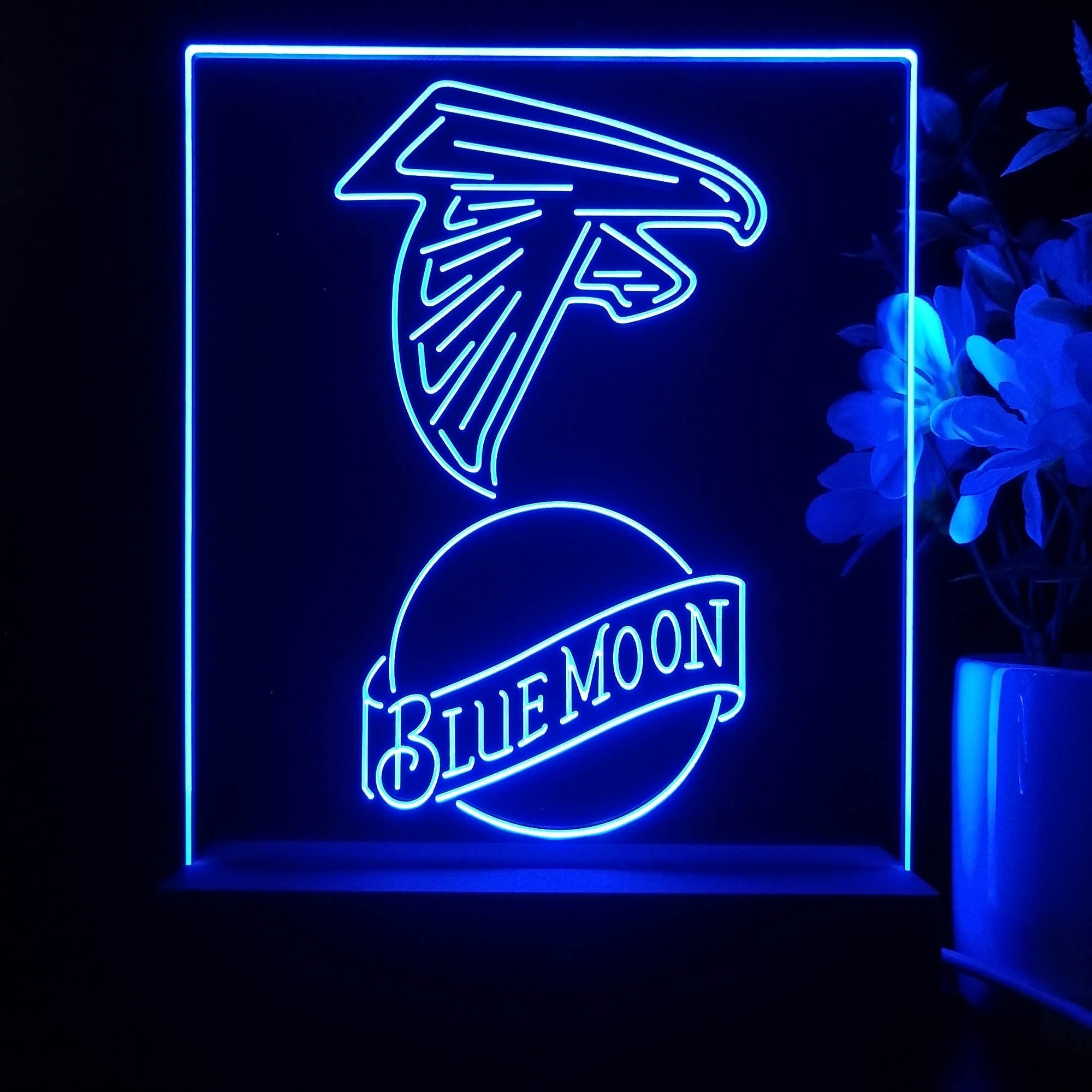 Atlanta Falcons Blue Moon Neon Sign Pub Bar Lamp