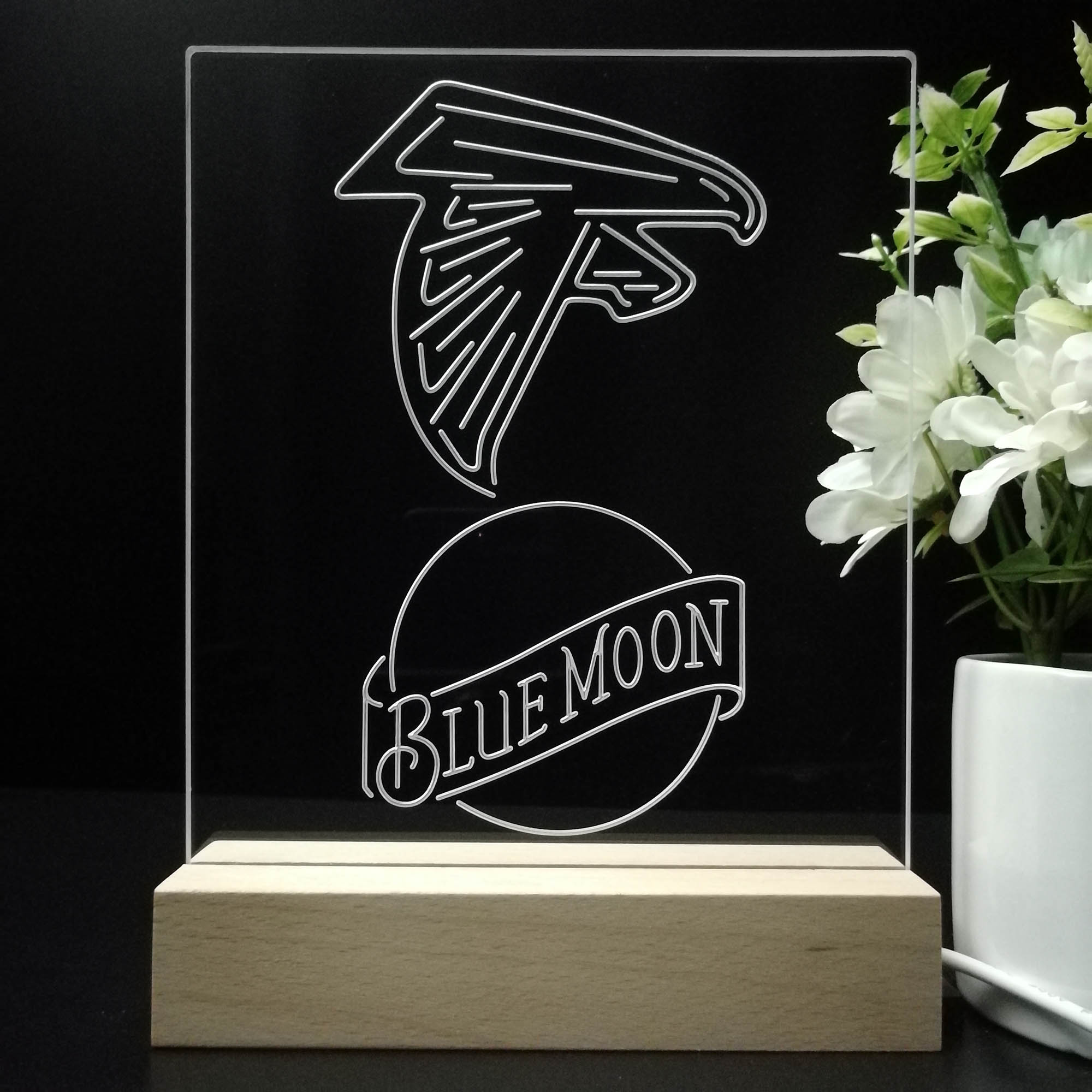 Atlanta Falcons Blue Moon Neon Sign Pub Bar Lamp
