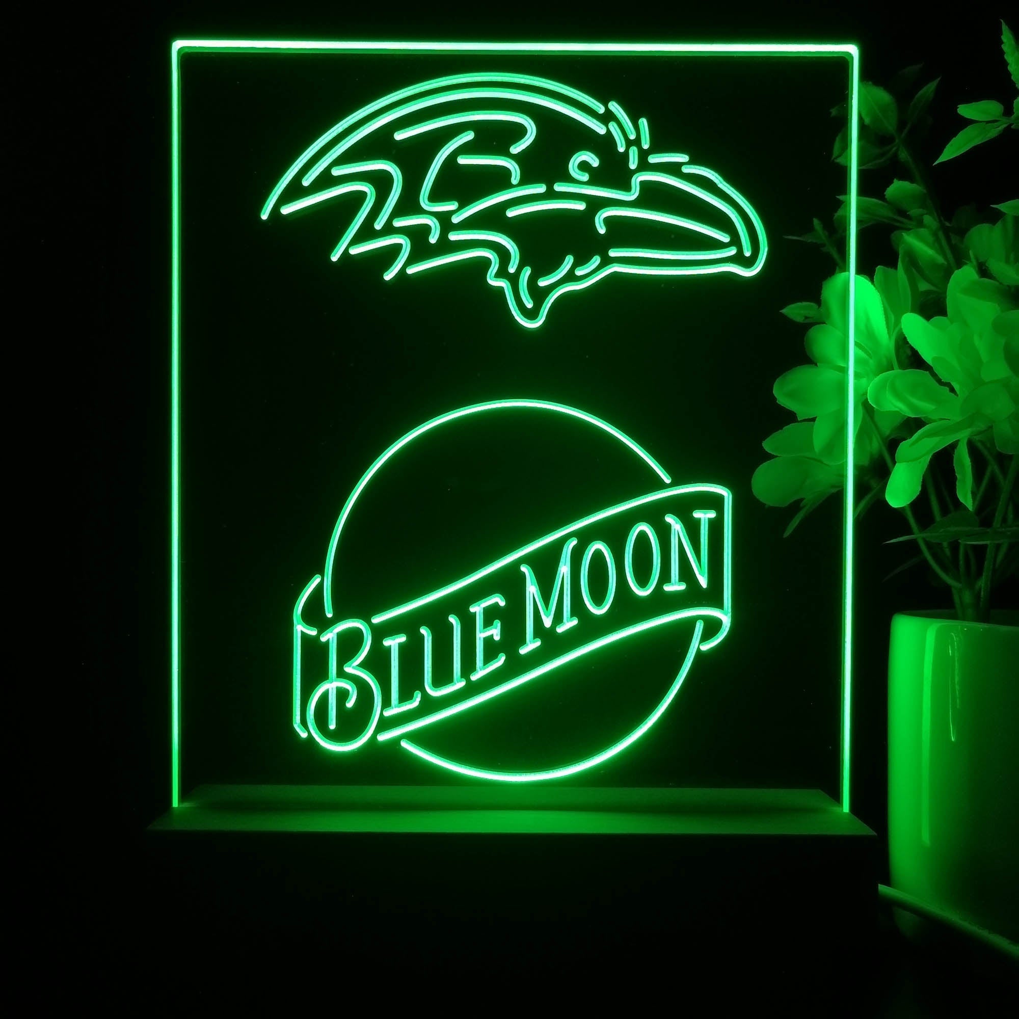 Baltimore Ravens Blue Moon Neon Sign Pub Bar Lamp