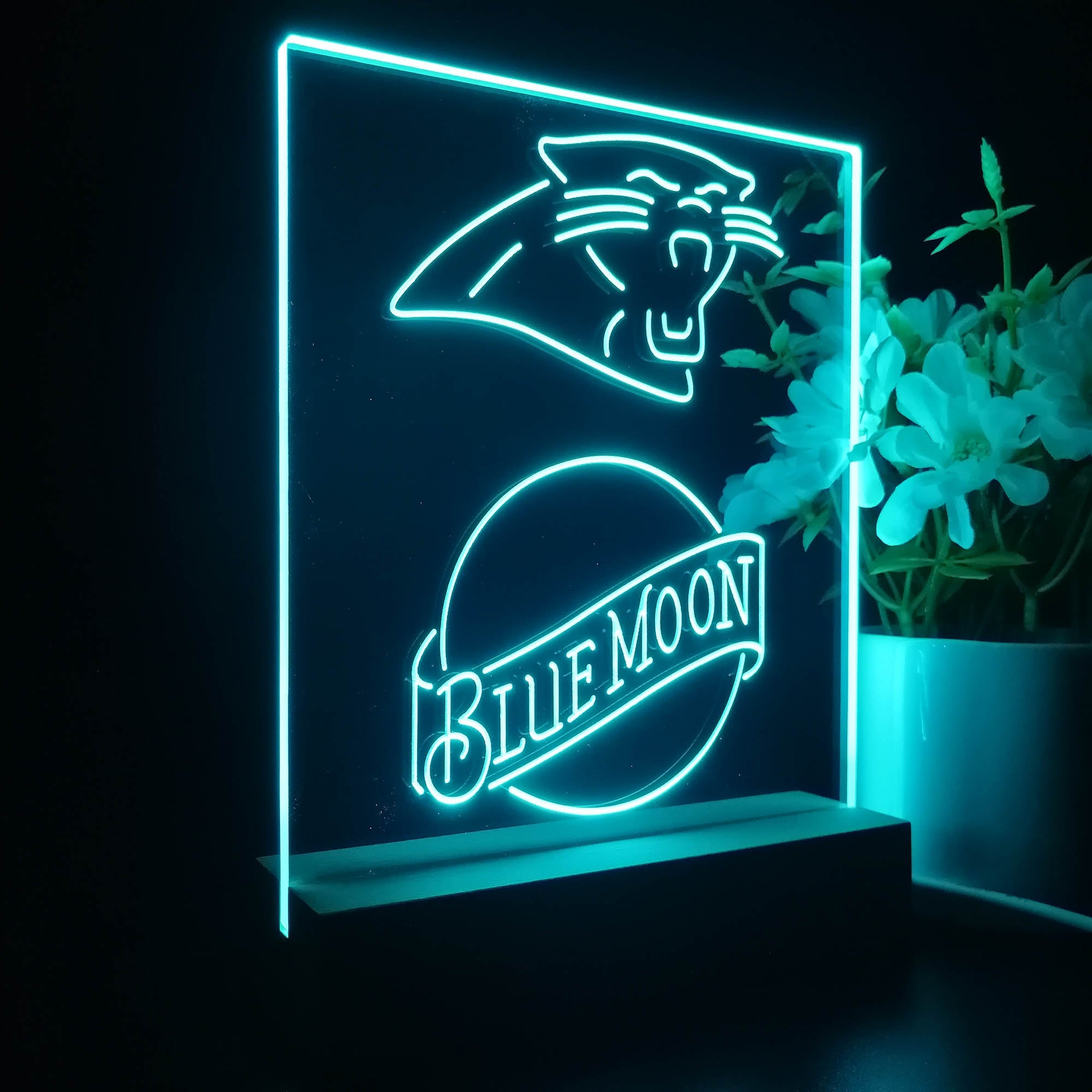 Carolina Panthers Blue Moon Neon Sign Pub Bar Lamp