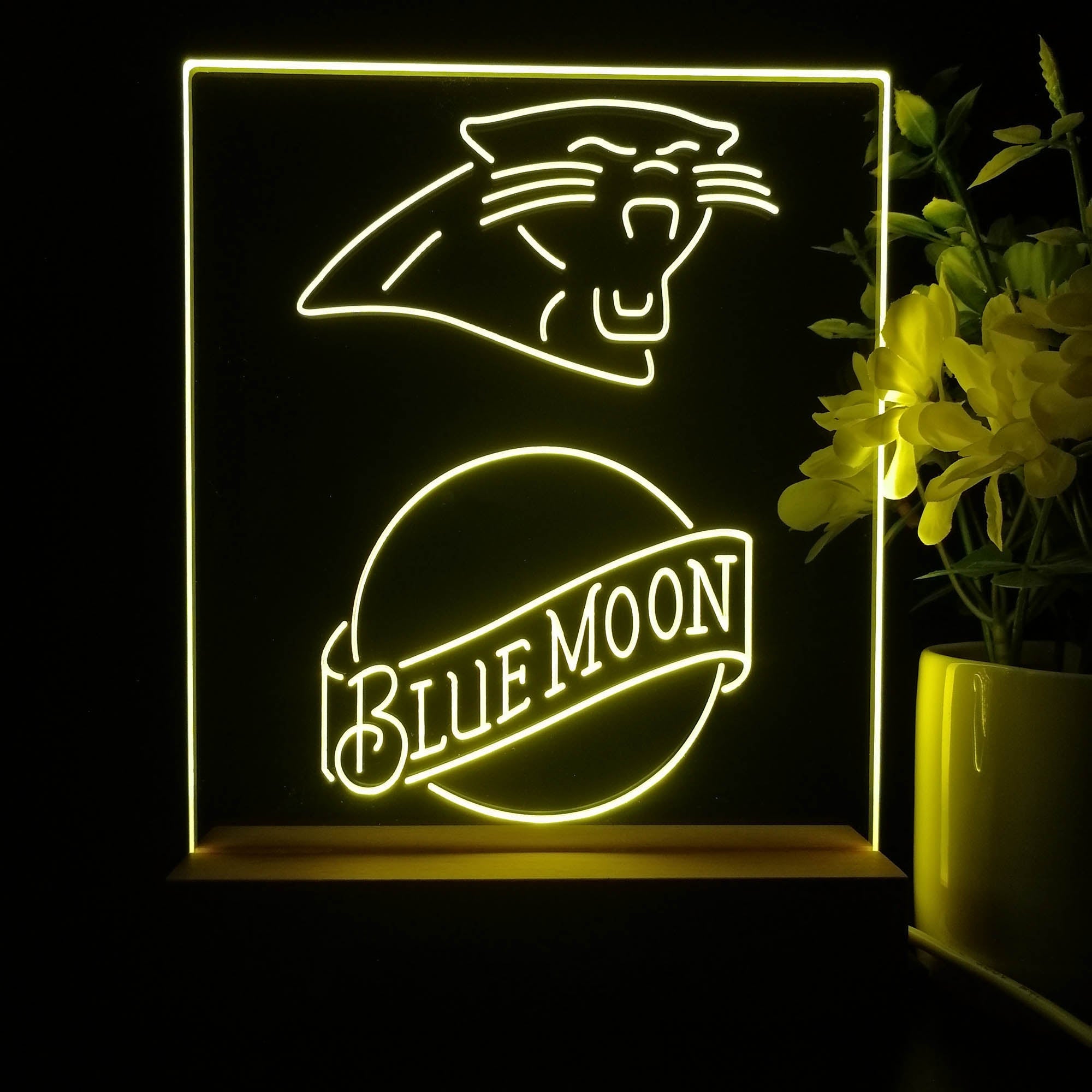 Carolina Panthers Blue Moon Neon Sign Pub Bar Lamp