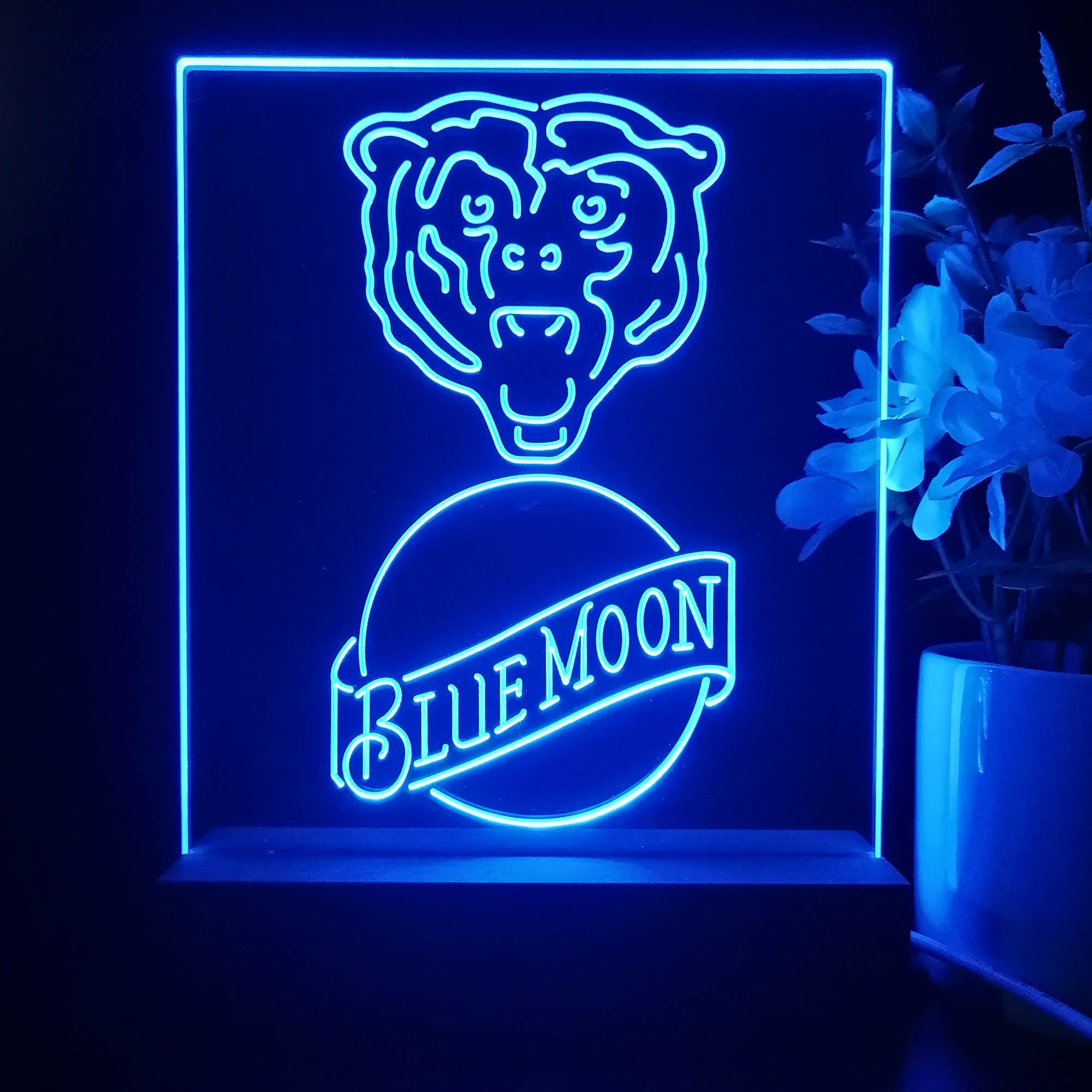 Chicago Bears Blue Moon Neon Sign Pub Bar Lamp