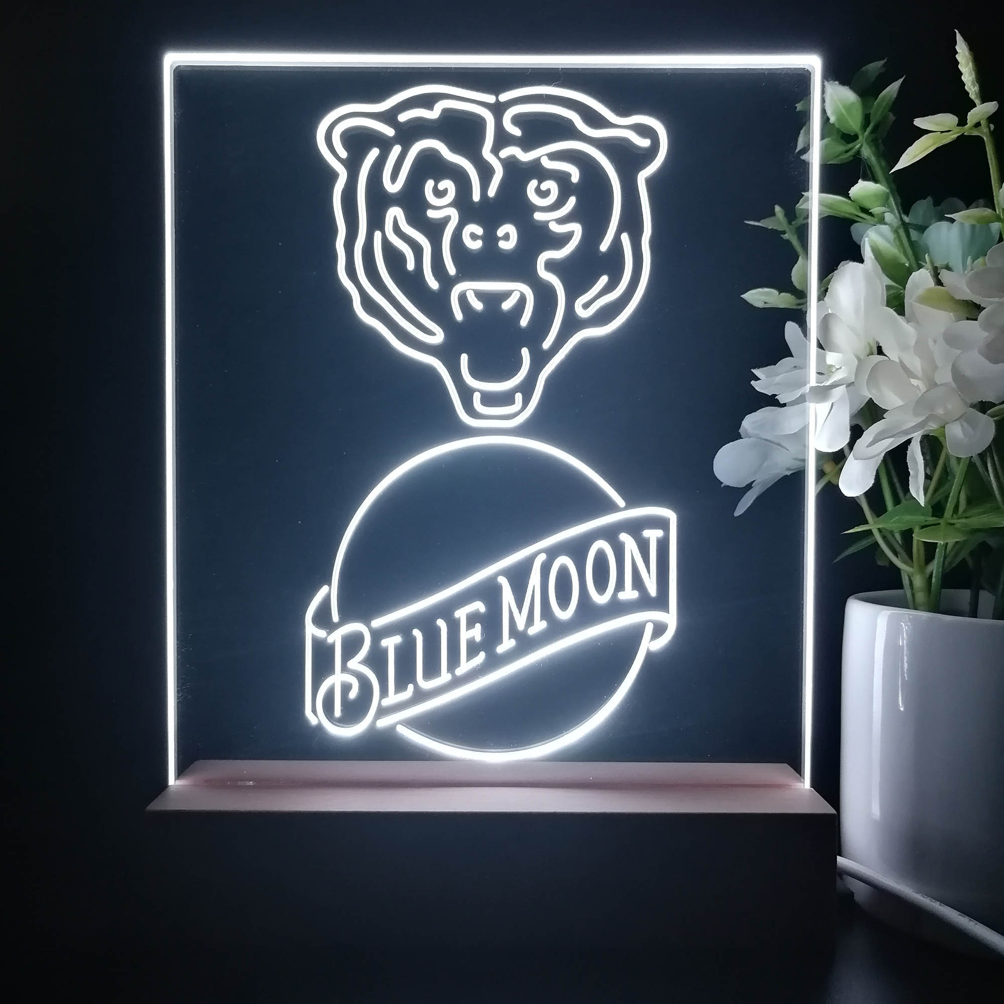 Chicago Bears Blue Moon Neon Sign Pub Bar Lamp