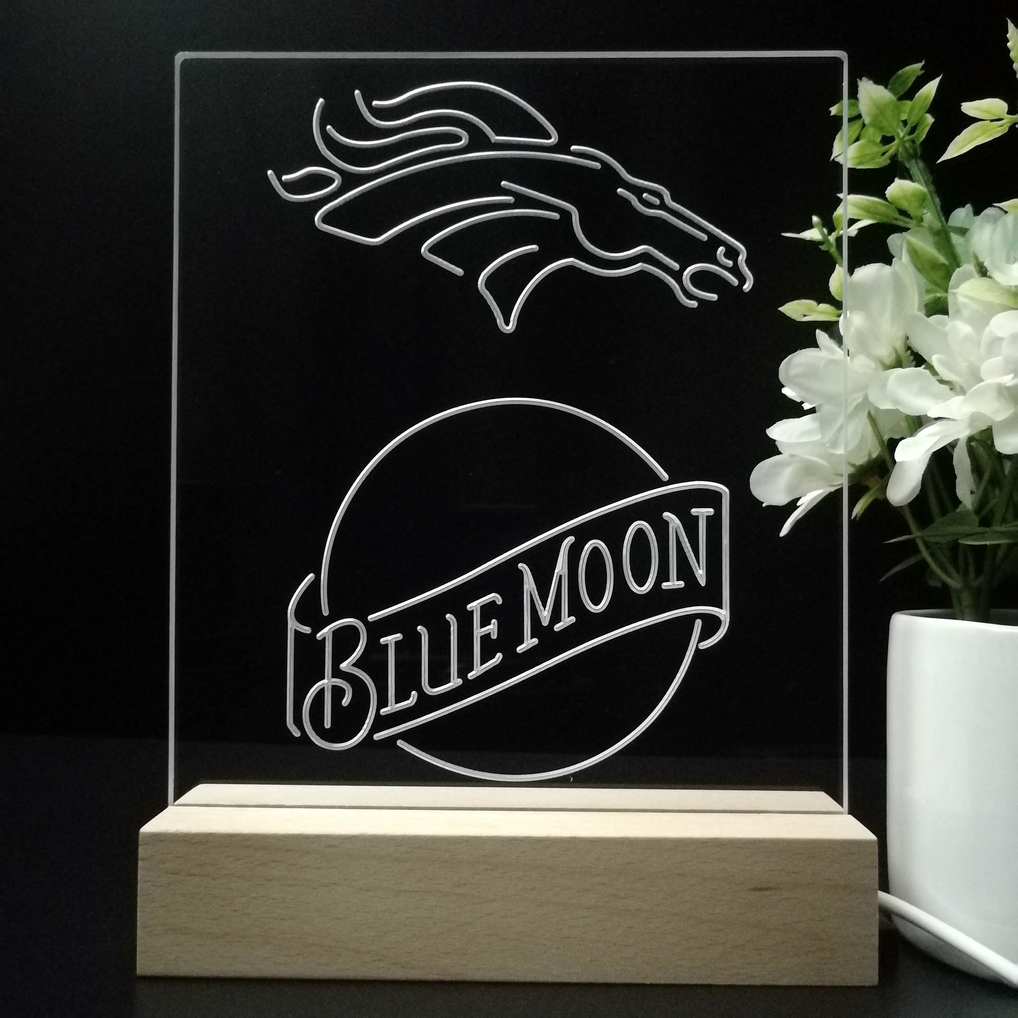 Denver Broncos Blue Moon Neon Sign Pub Bar Lamp