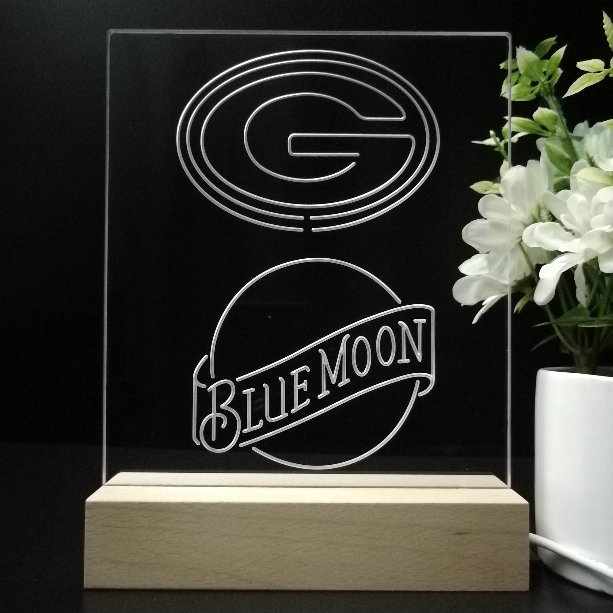 Green Bay Packers Blue Moon Neon Sign Pub Bar Lamp
