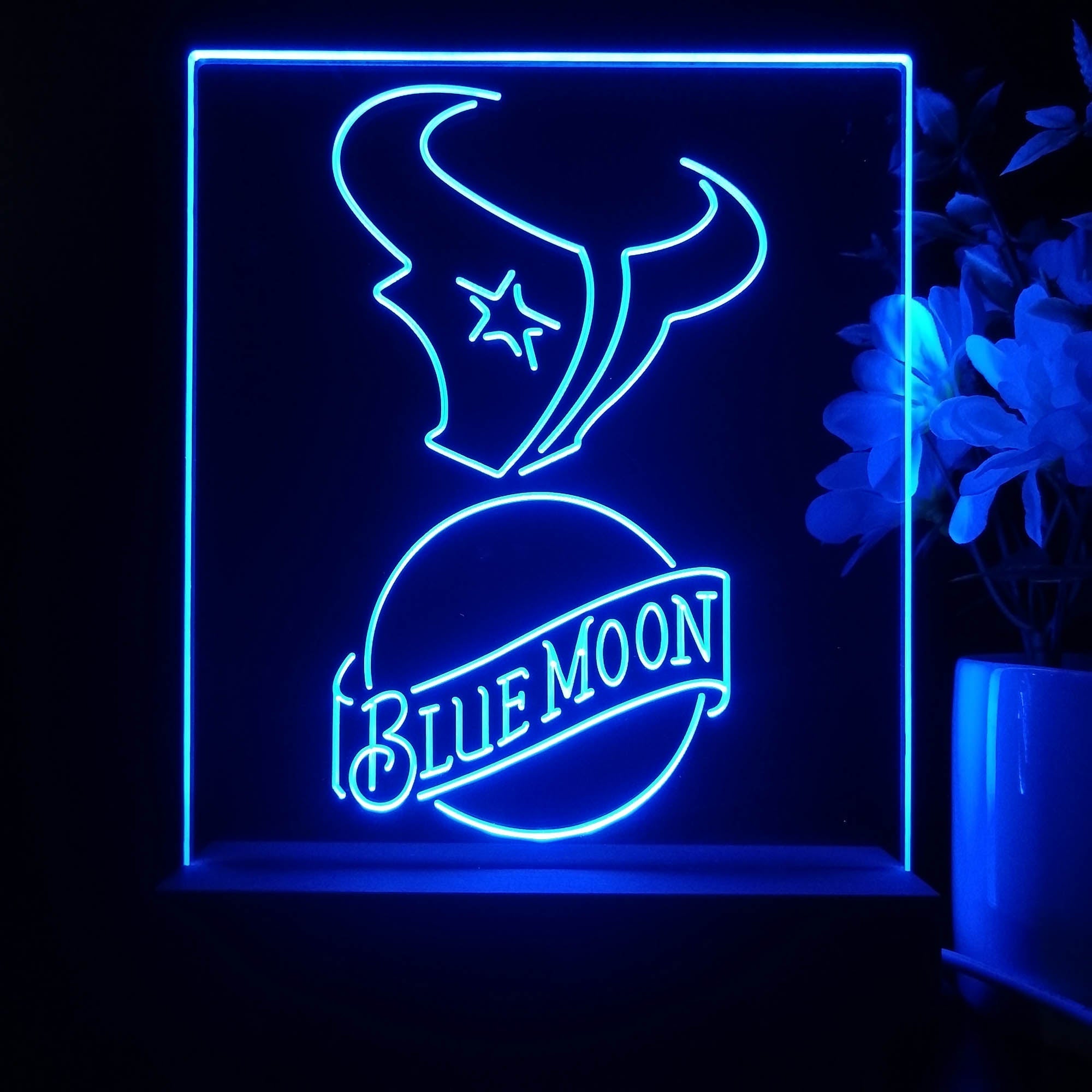 Houston Texans Blue Moon Neon Sign Pub Bar Lamp