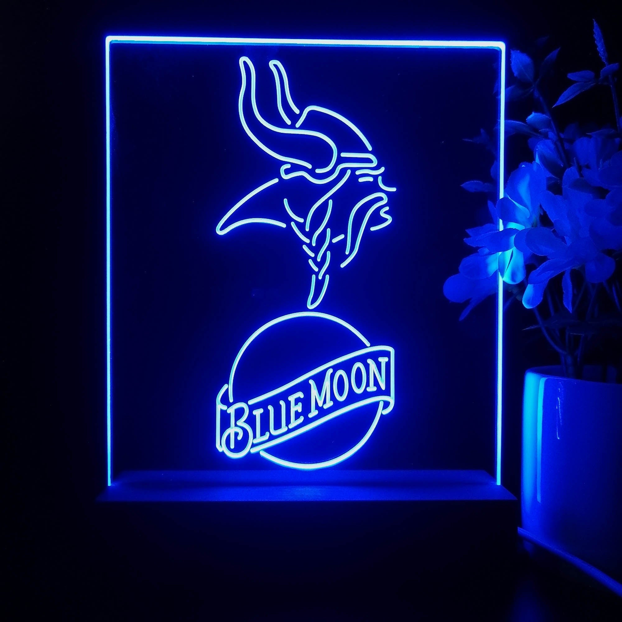Minnesota Vikings Blue Moon Neon Sign Pub Bar Lamp