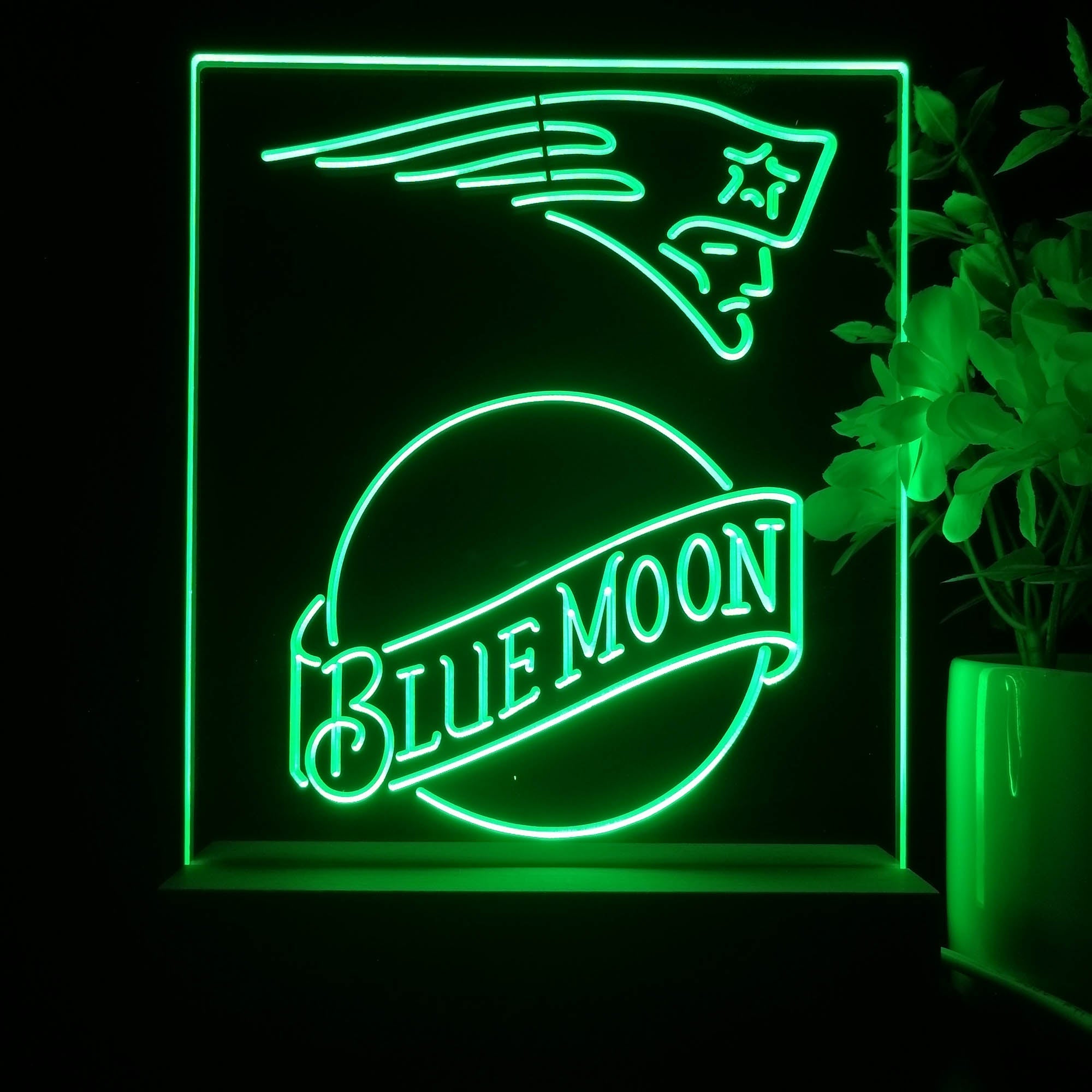 New England Patriots Blue Moon Neon Sign Pub Bar Lamp