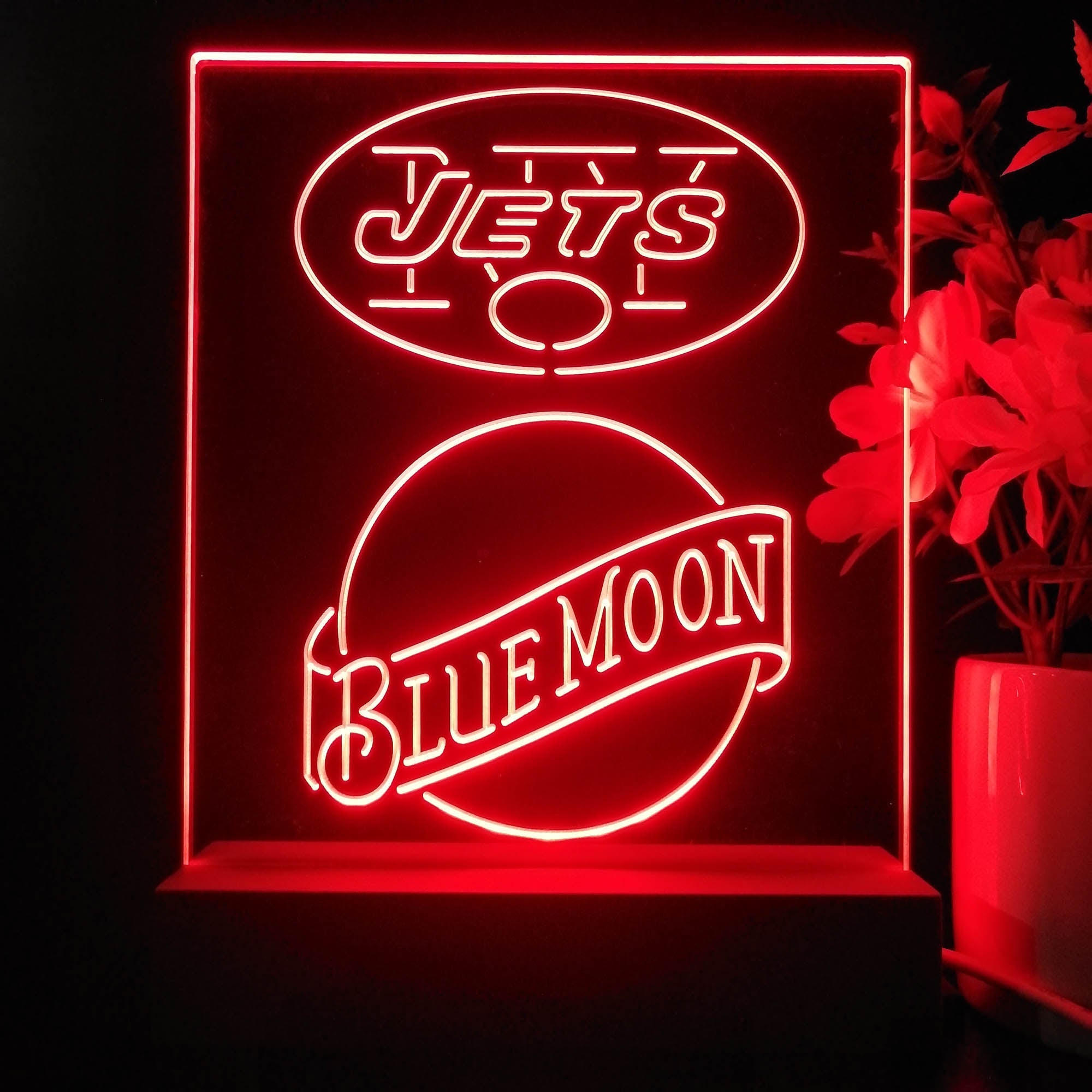 New York Jets Blue Moon Neon Sign Pub Bar Lamp