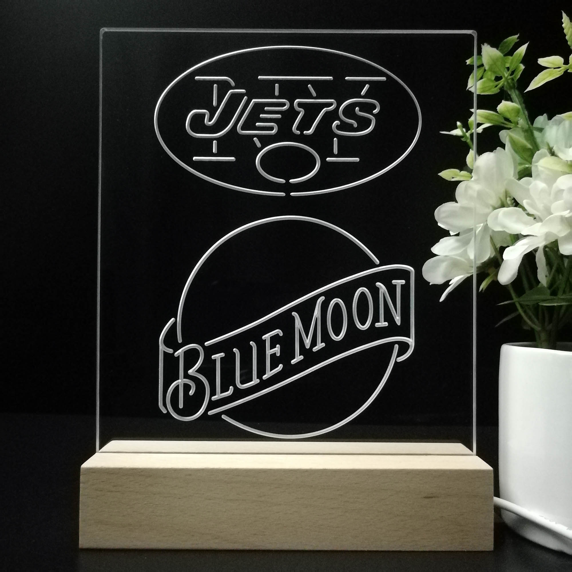 New York Jets Blue Moon Neon Sign Pub Bar Lamp