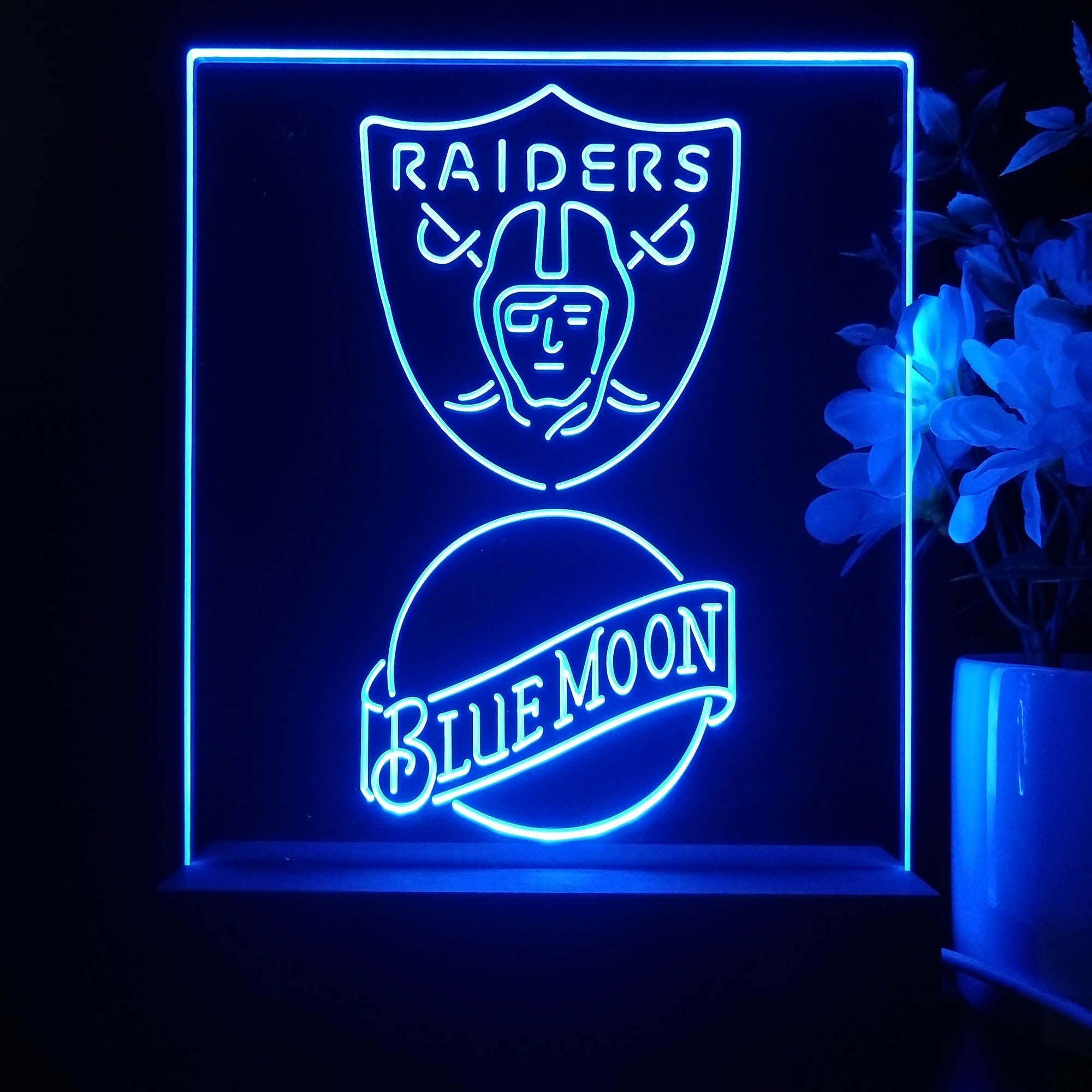 Las Vegas Raiders Blue Moon Neon Sign Pub Bar Lamp