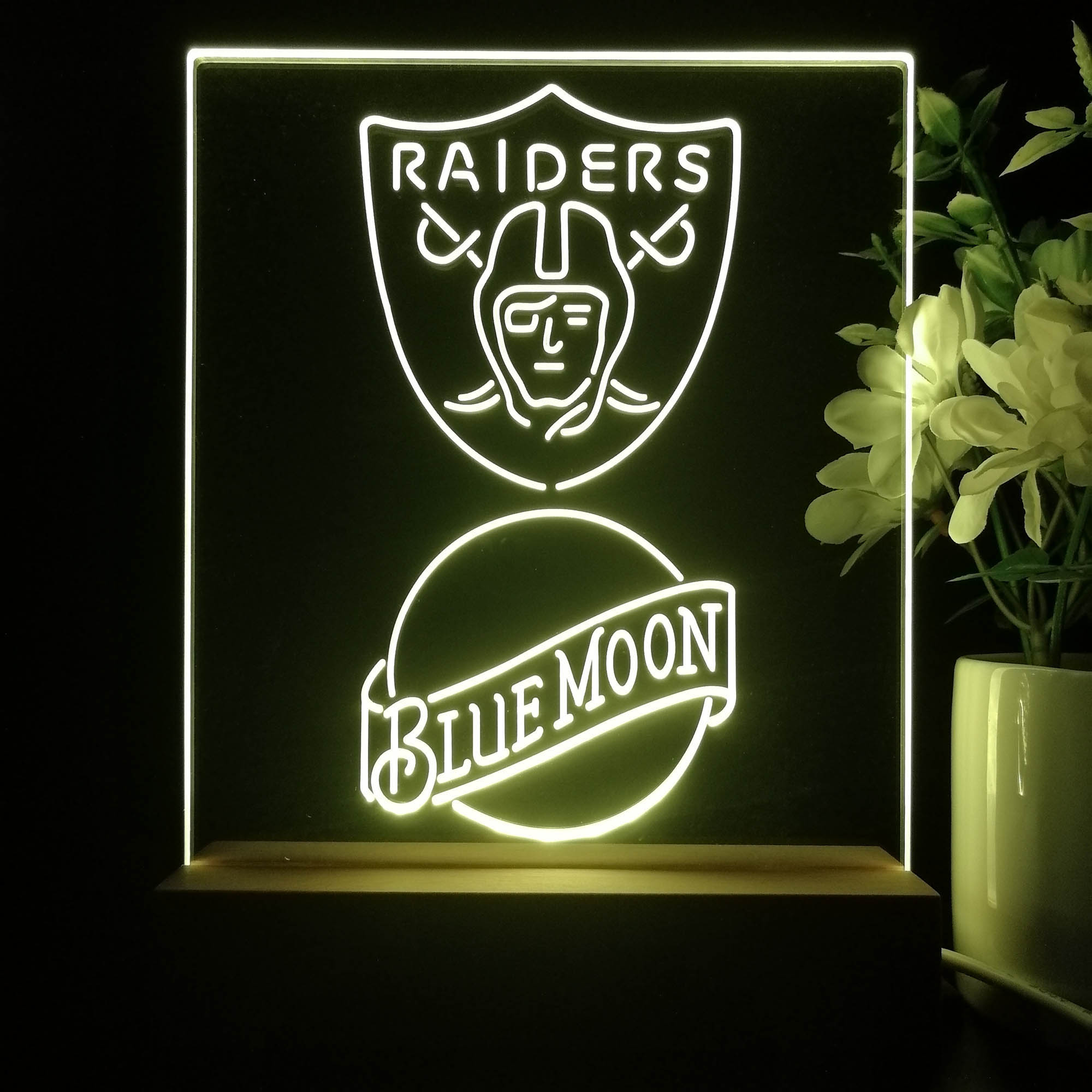 Las Vegas Raiders Blue Moon Neon Sign Pub Bar Lamp